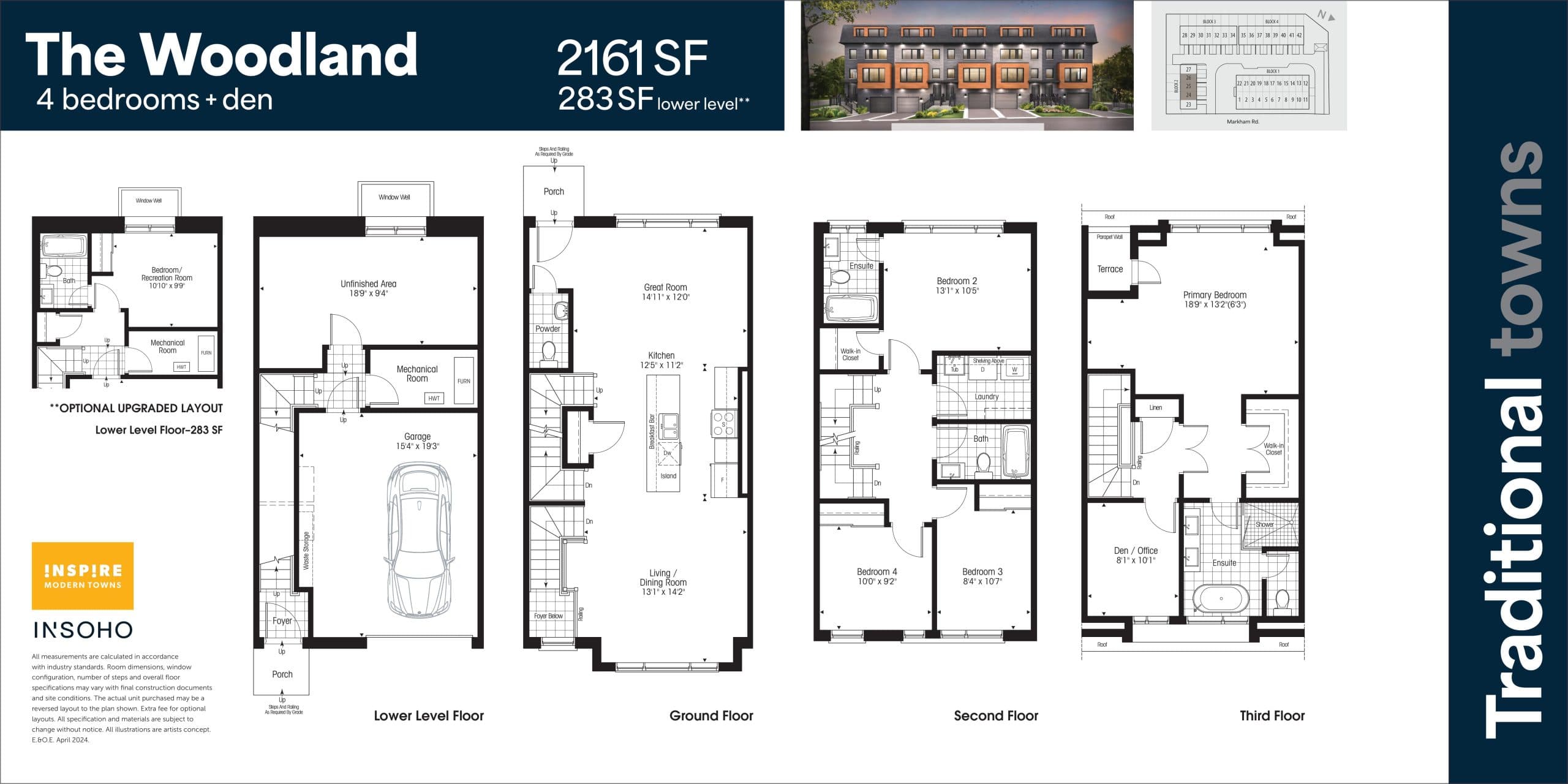 The Woodland Floor Plan at Inspire Modern Towns - 2161 sq.ft