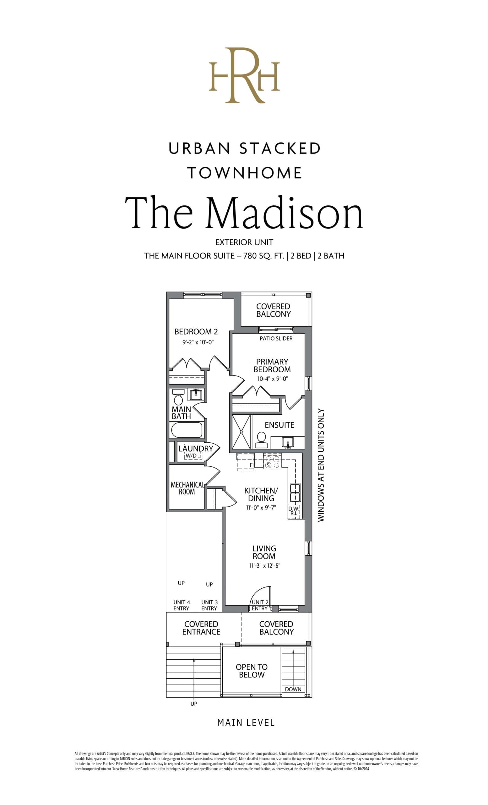 The Madison Floor Plan at Modal At Main Towns - 780 sq.ft