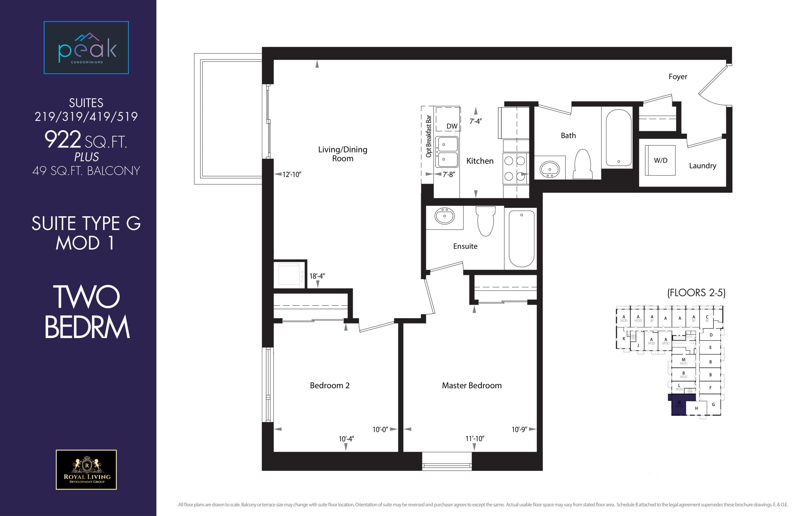 Suite Type G MOD 1 Floor Plan at Peak Condos - 922 sq.ft