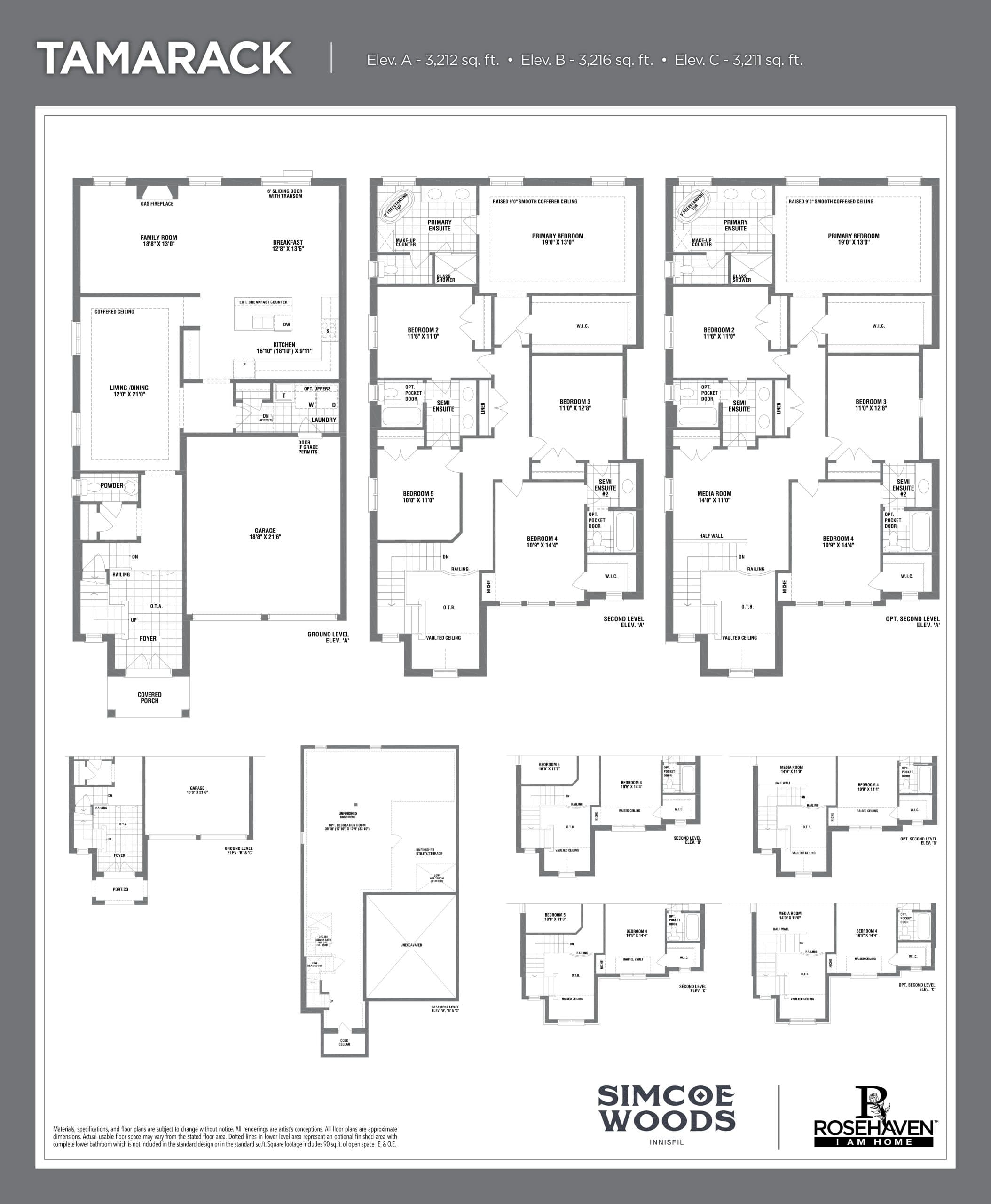 Tamarack Floor Plan at Simcoe Woods Homes - 3216 sq.ft