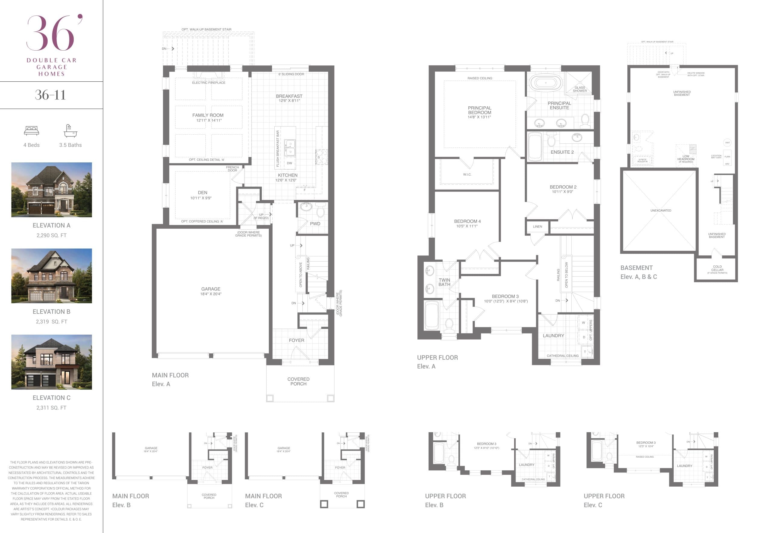 36-11 Floor Plan at Whitby Meadows by OPUS Homes - 2290 sq.ft
