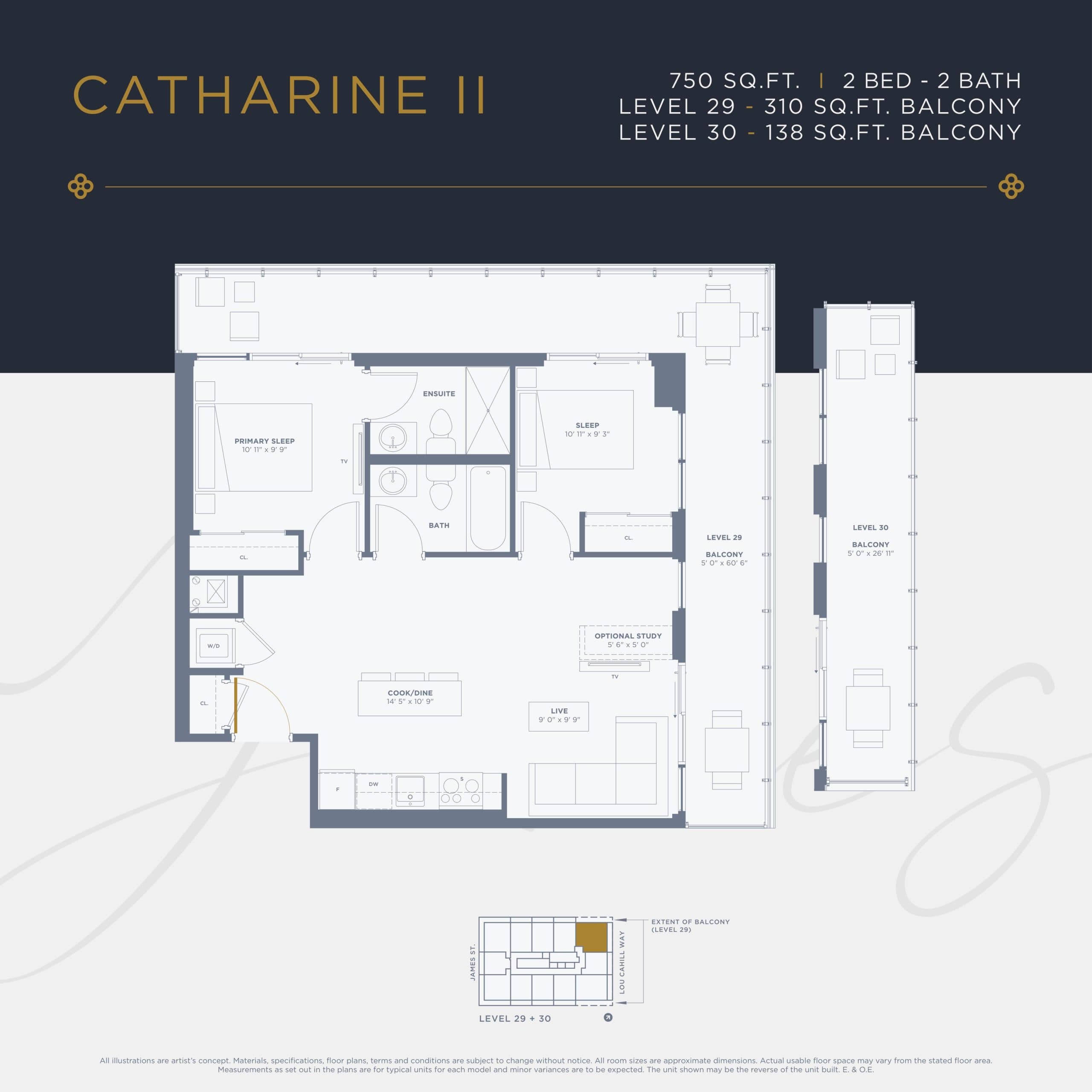 Catharine II Floor Plan at 88 James Condos Phase 2 - 750 sq.ft