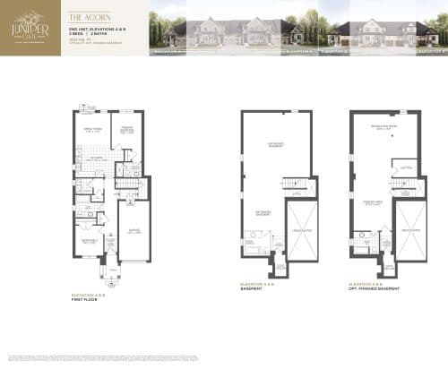 The Acorn End Unit Elevations A & B (Front Loaded Collection) floor plan