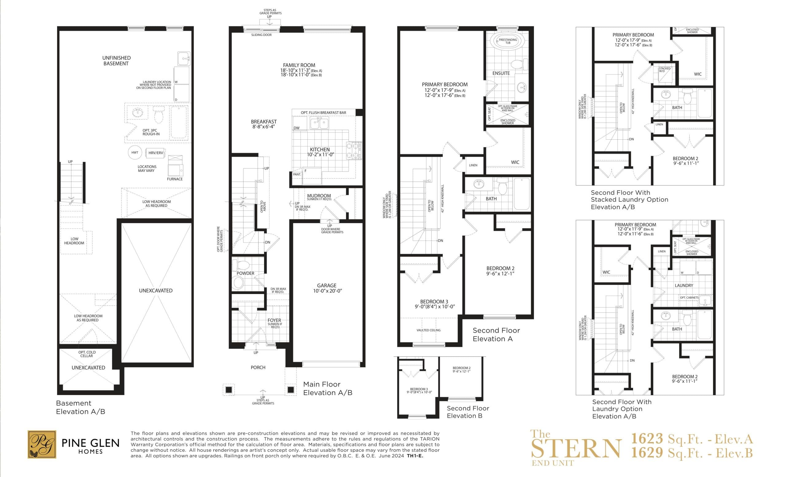 The Stern (End) Floor Plan at Canal Trails Estates - 1629 sq.ft