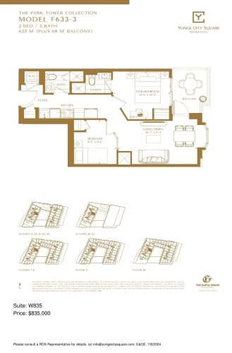Model F633-3 (The Park Tower Collection) W835 floor plan