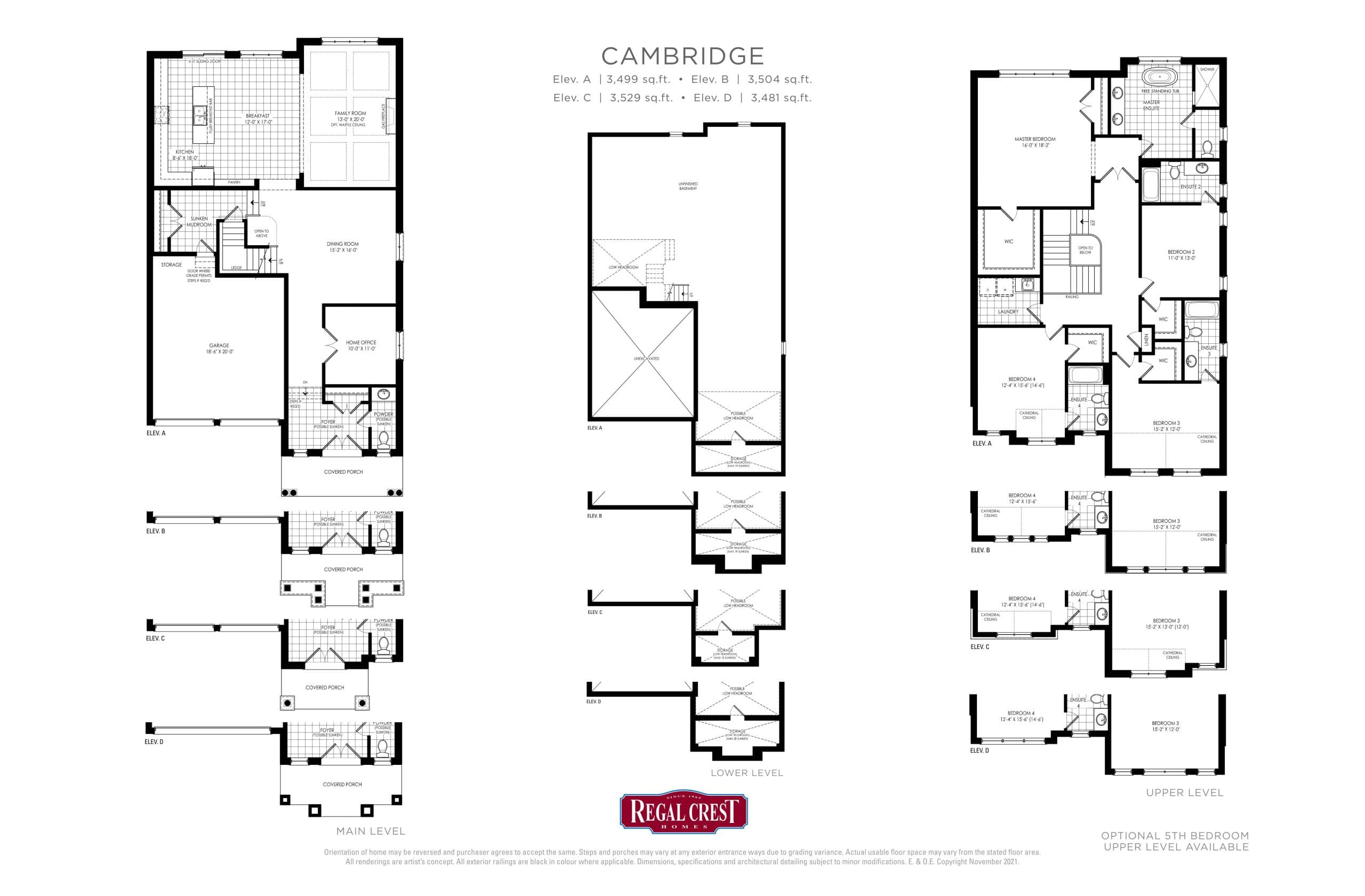 Cambridge Floor Plan at Bondhead Phase 2 by Regal Crest Homes - 3529 sq.ft
