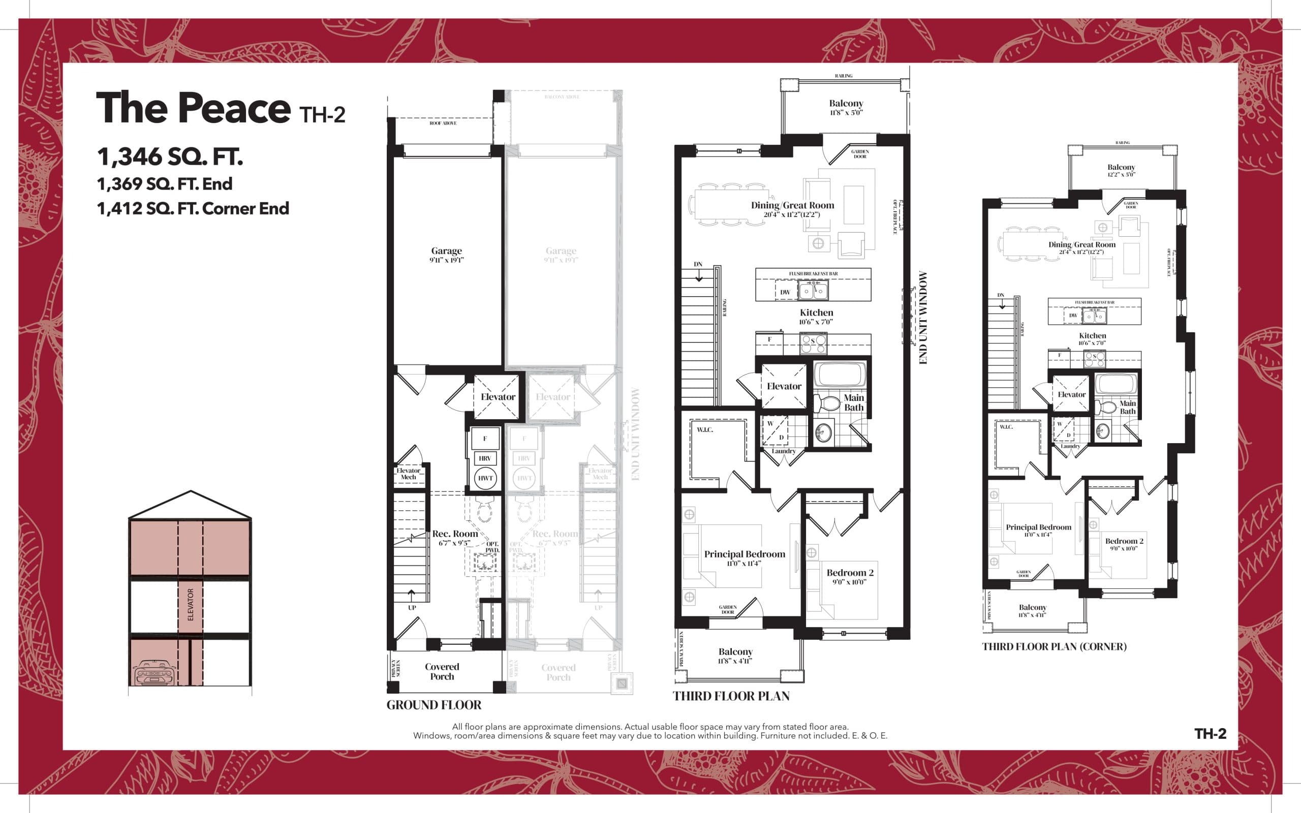 The Peace Floor Plan at The Enclave Towns - 1412 sq.ft