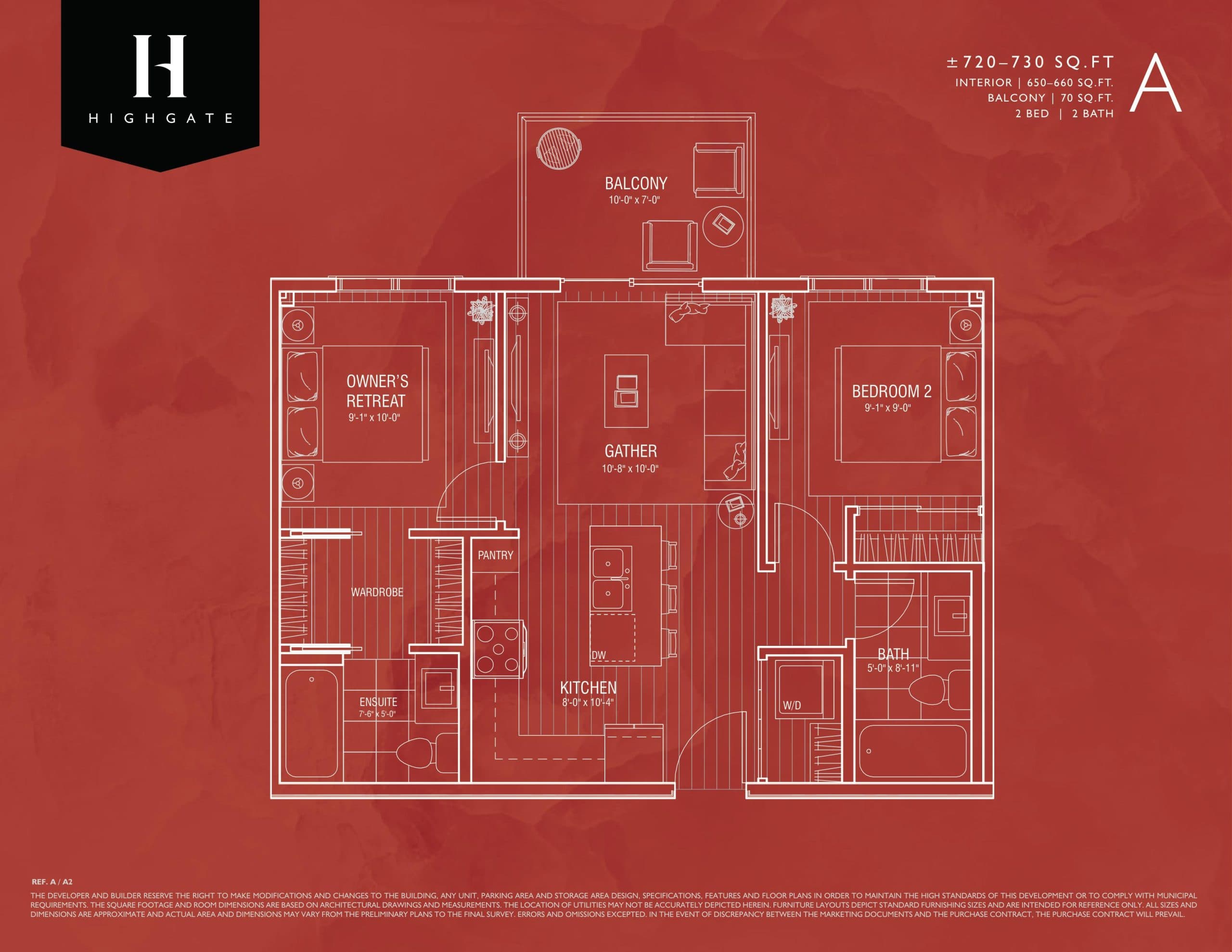 A Floor Plan at Highgate Condos by Truman - 660 sq.ft