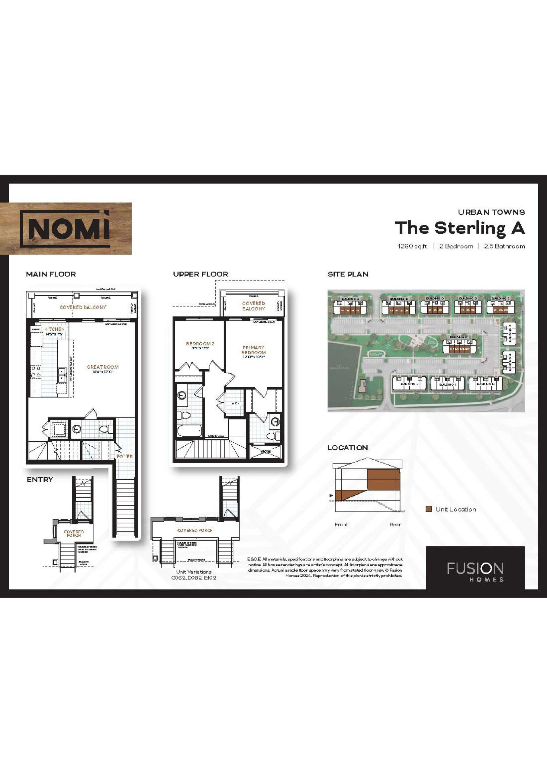 The Sterling A Floor Plan at Nomi Urban Towns - 1260 sq.ft