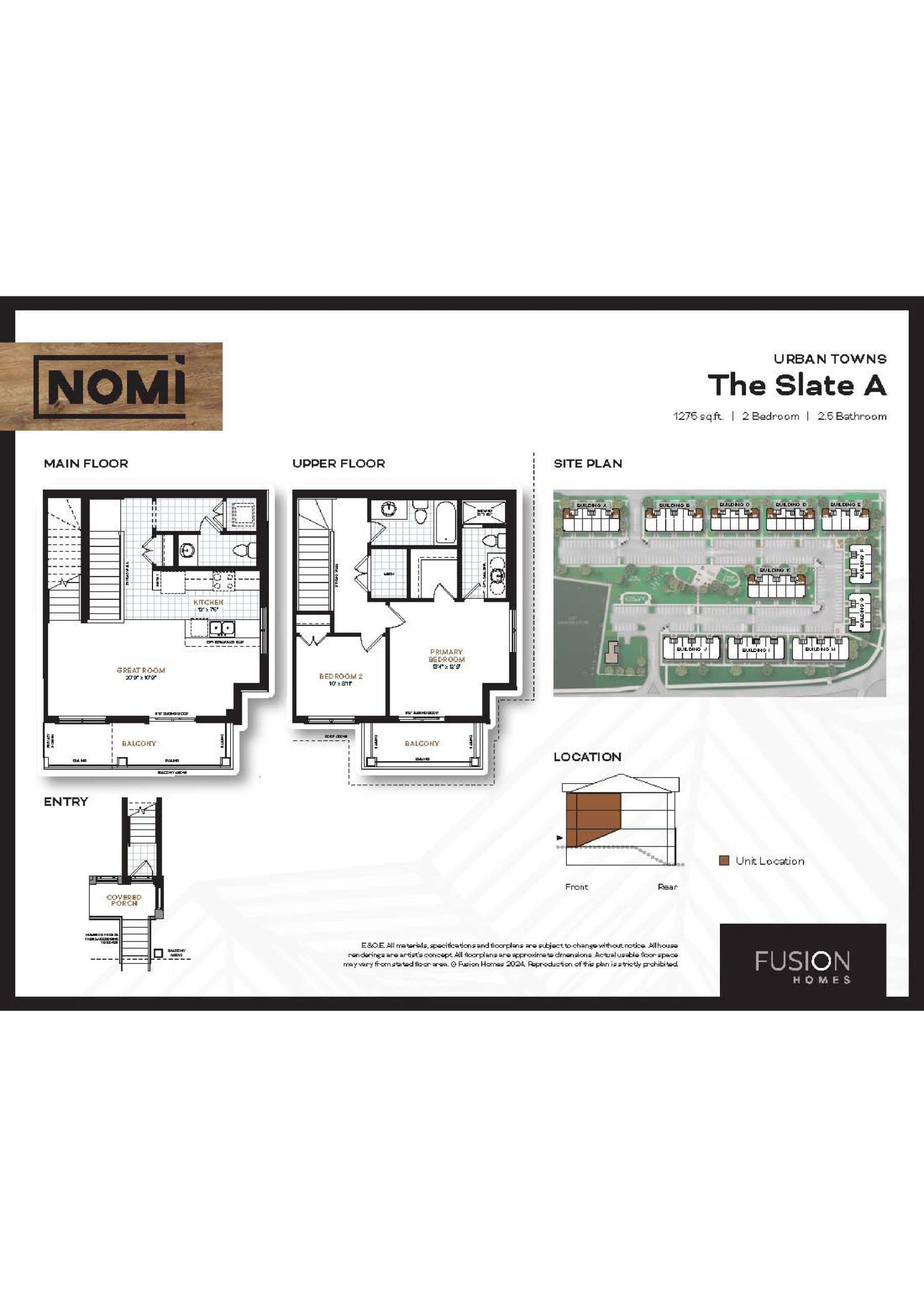 The Slate A Floor Plan at Nomi Urban Towns - 1275 sq.ft
