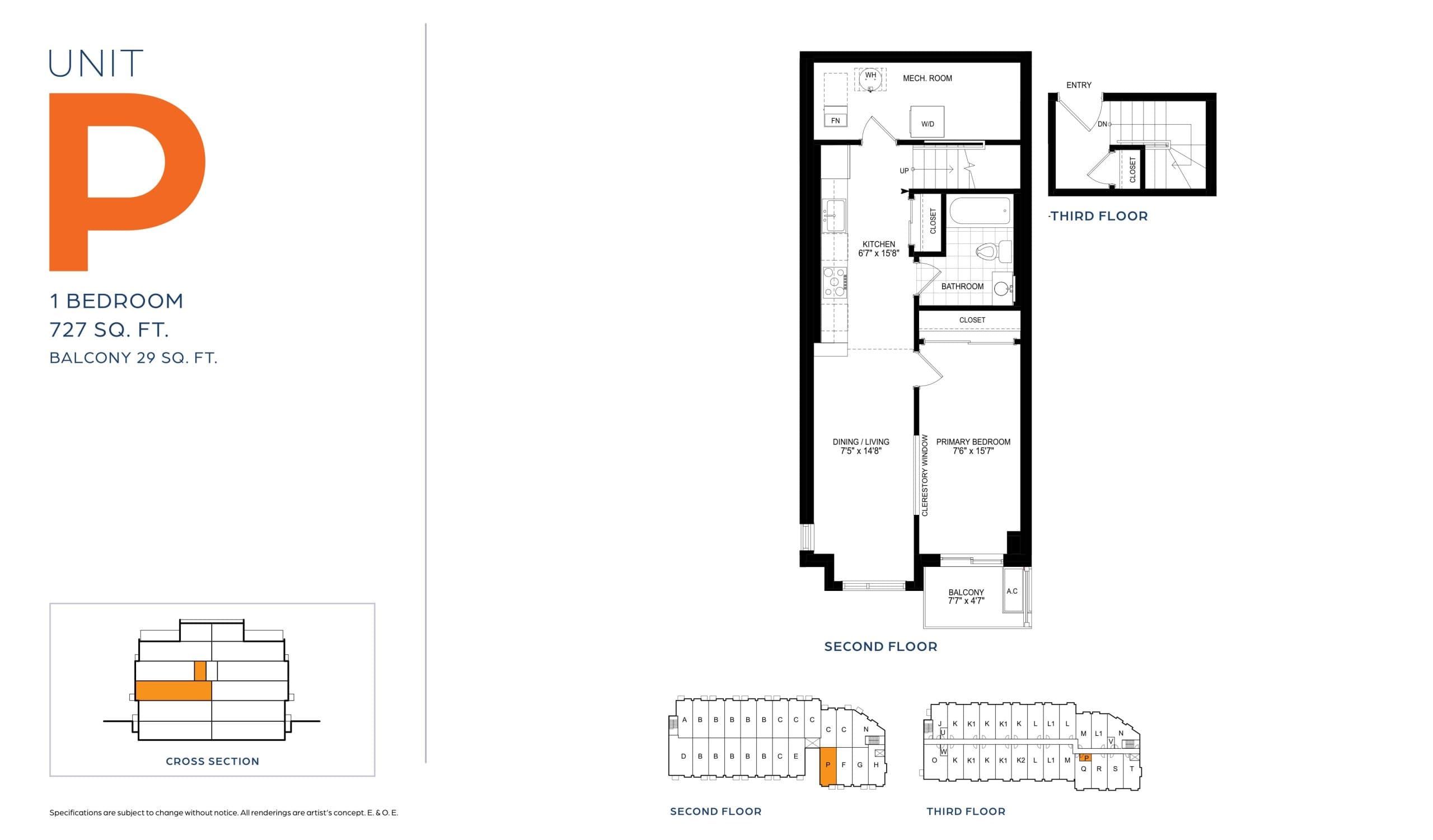 Unit P Floor Plan at Textbook Towns - 727 sq.ft