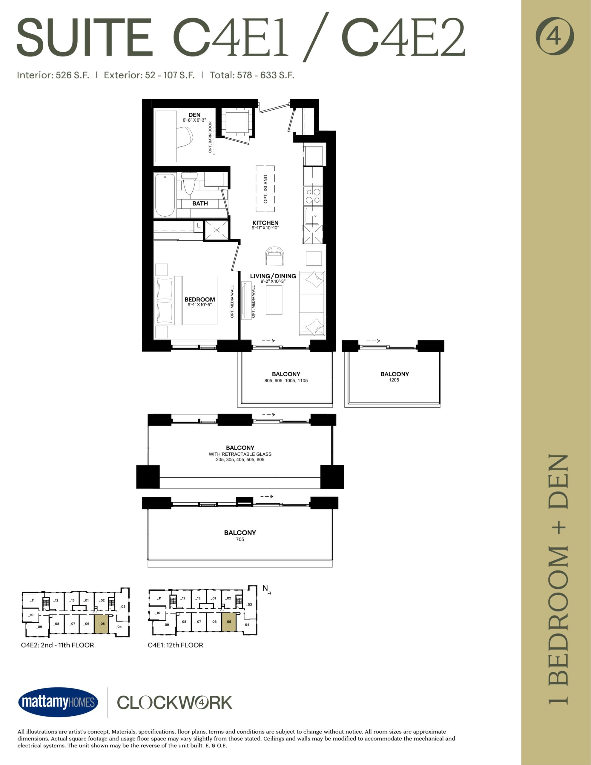 Suite C4E1/C4E2 Floor Plan at Clockwork Condos Phase 4 - 526 sq.ft
