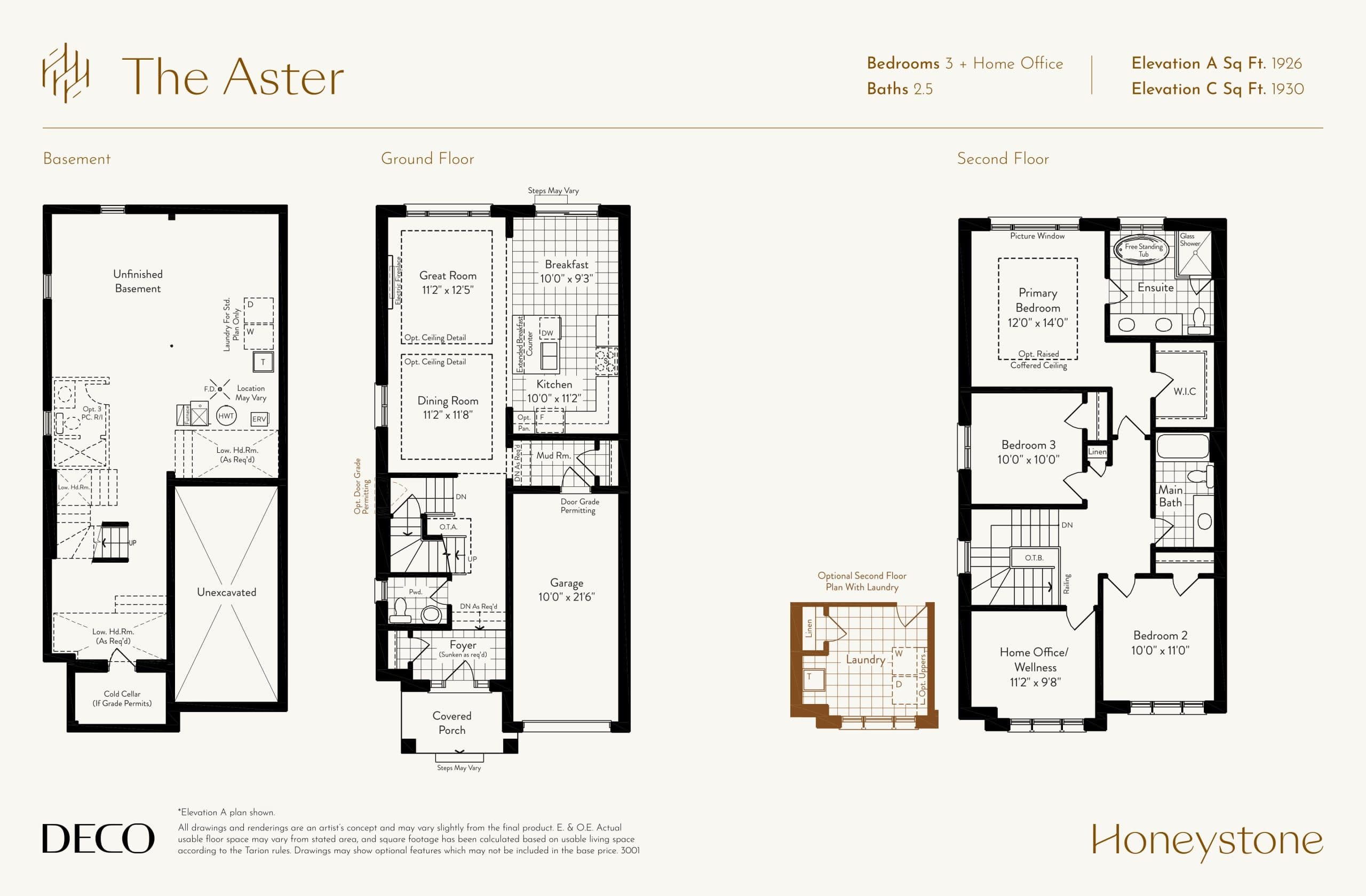 The Aster Floor Plan at Honeystone Homes - 1930 sq.ft