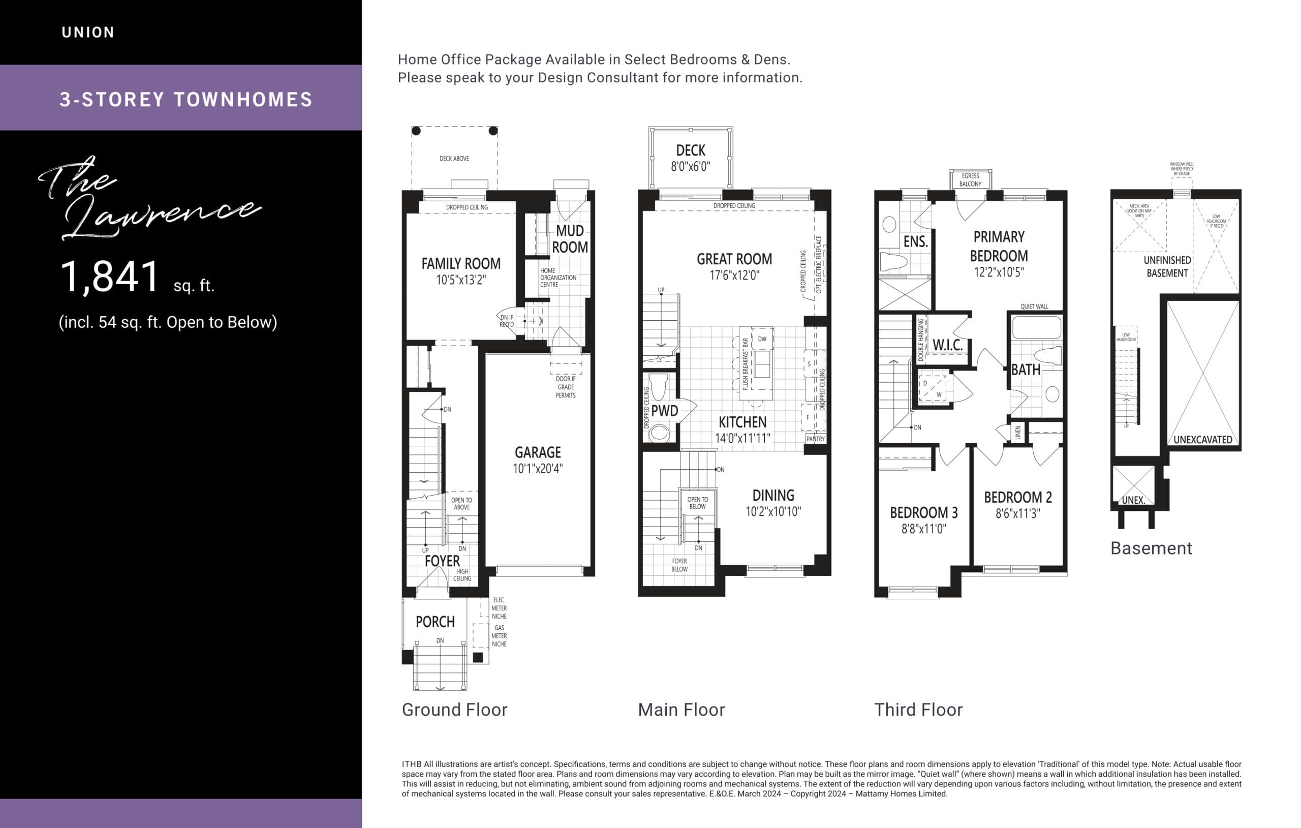 The Lawrence Floor Plan at Union by Mattamy Homes - 1841 sq.ft