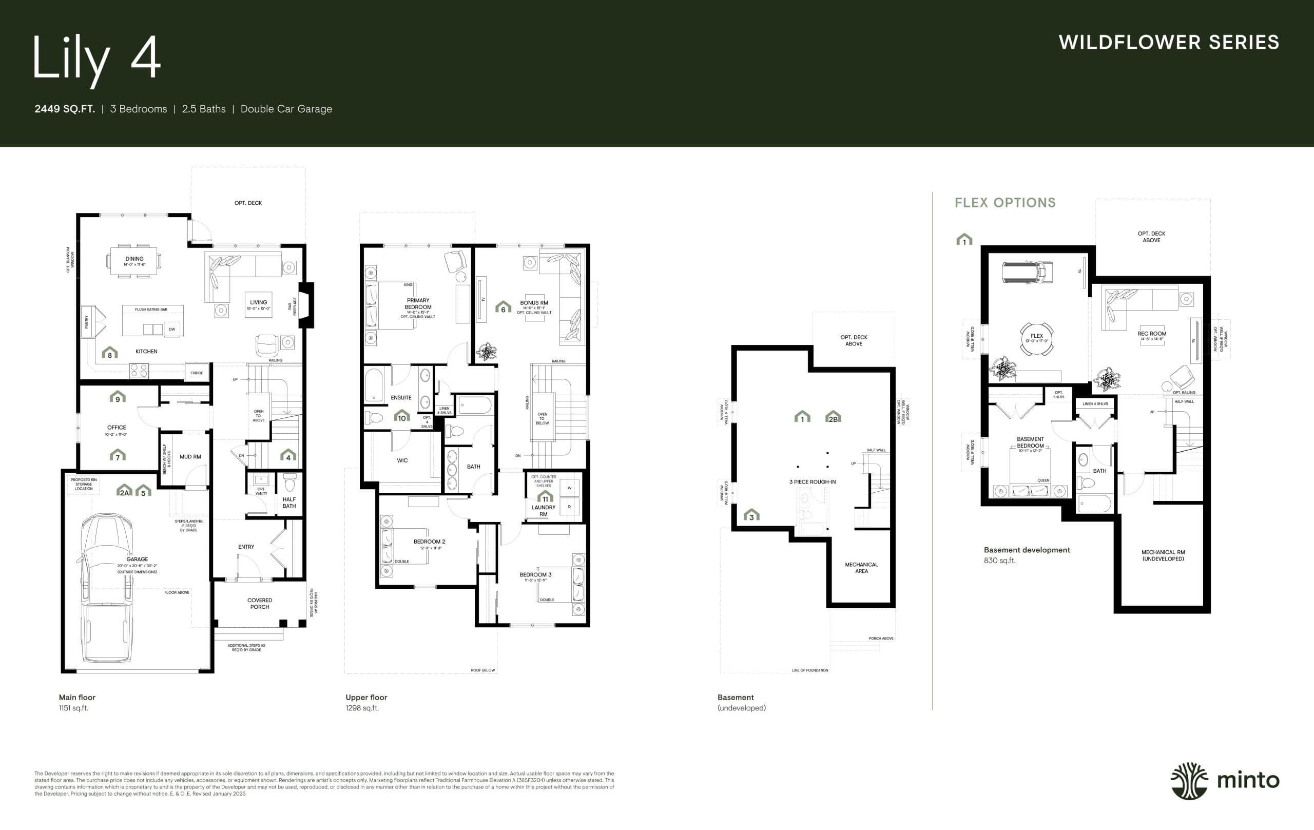 Lily 4 (Flex Options) Floor Plan at Wildflower Homes - 2449 sq.ft