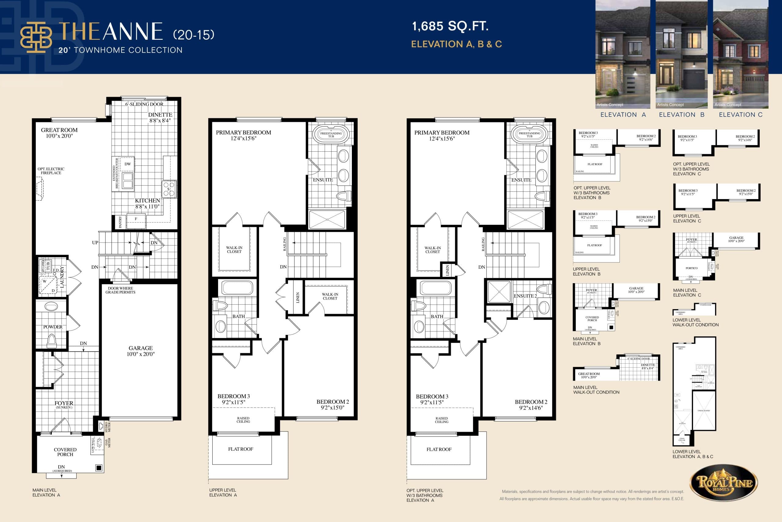 The Anne Floor Plan at Bayview Heights Towns - 1685 sq.ft