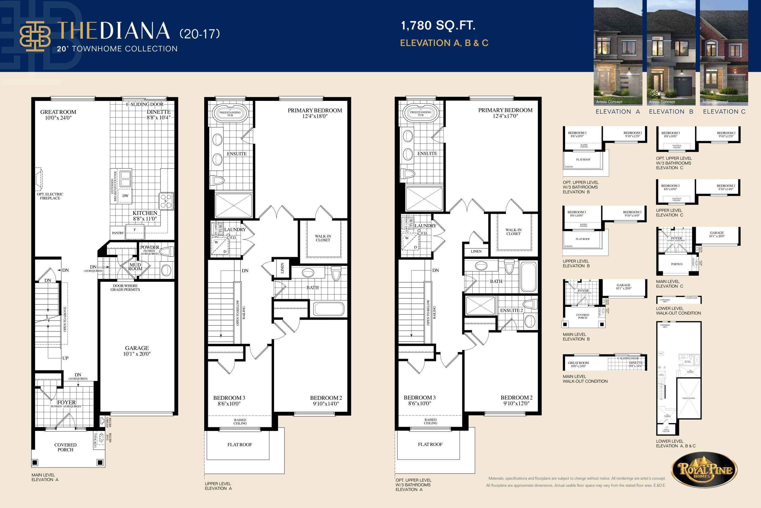 The Diana Floor Plan at Bayview Heights Towns - 1780 sq.ft