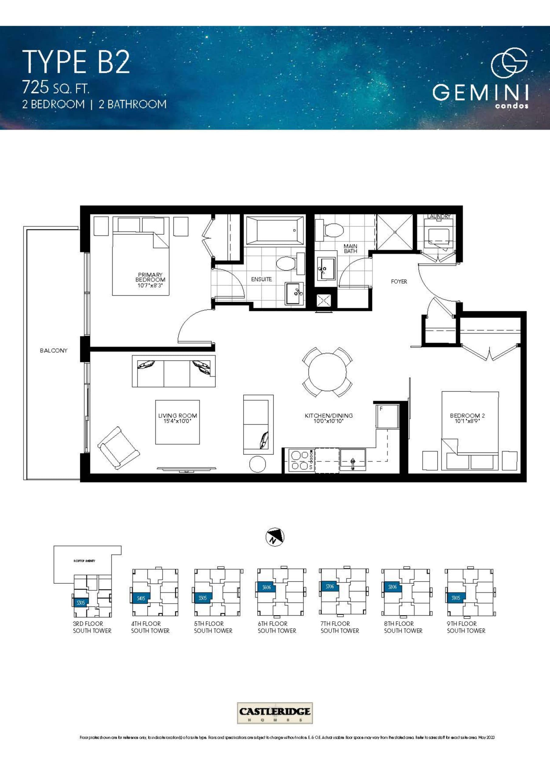 Type B2 Floor Plan at Gemini Condos South Tower - 725 sq.ft