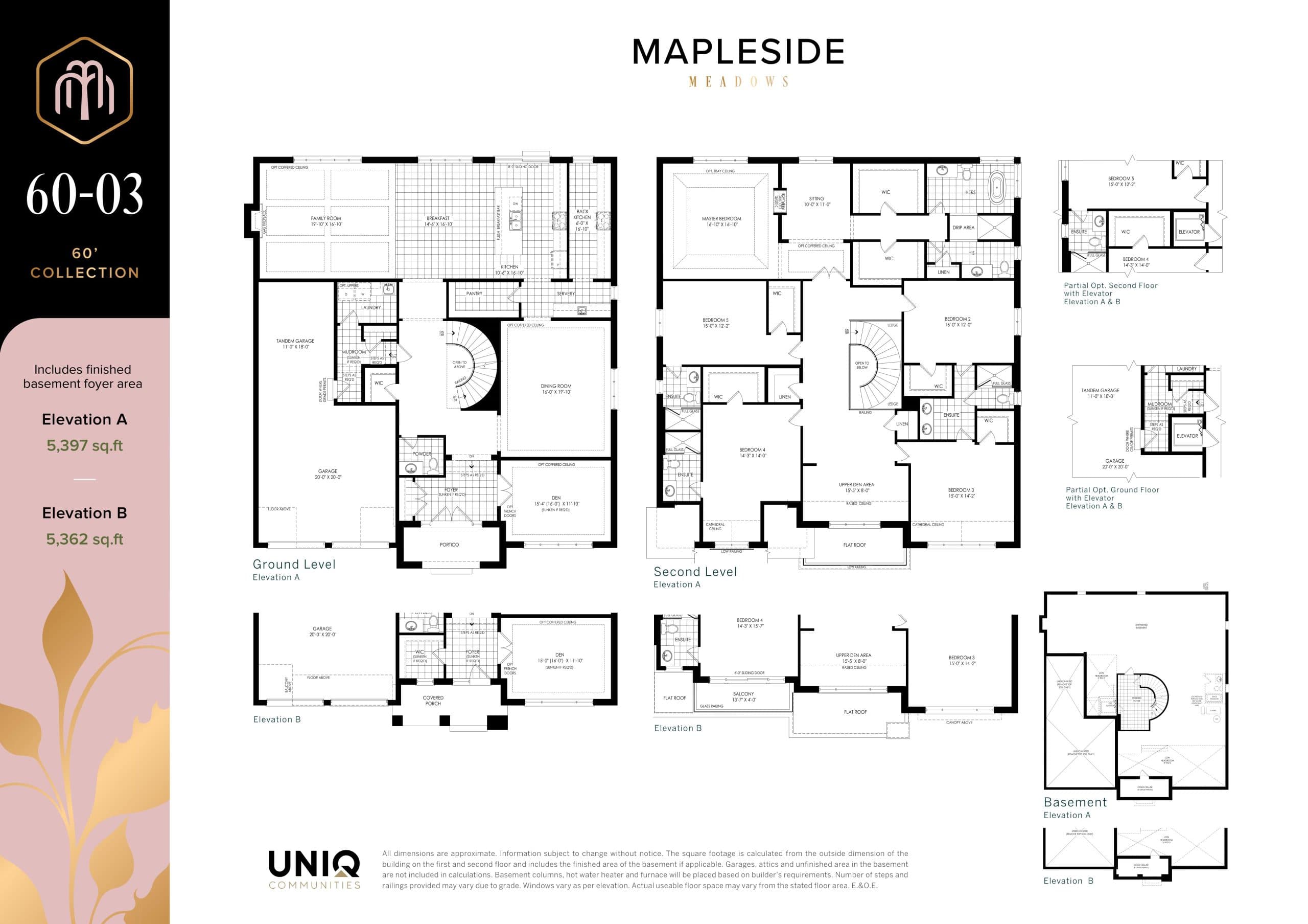 60-03 Floor Plan at Mapleside Meadows Homes - 5397 sq.ft