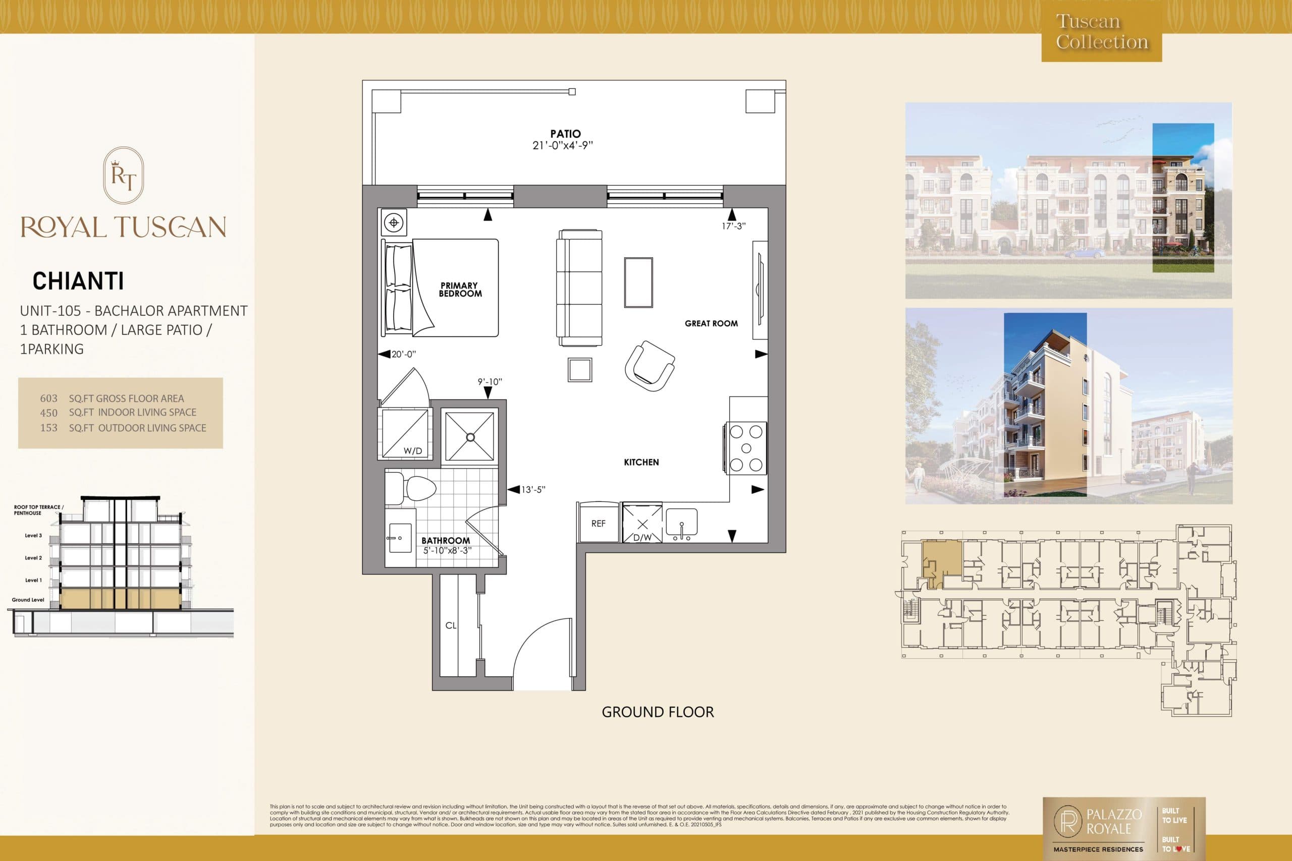 Chianti Floor Plan at Royal Tuscan - Masterpiece Towns - 450 sq.ft