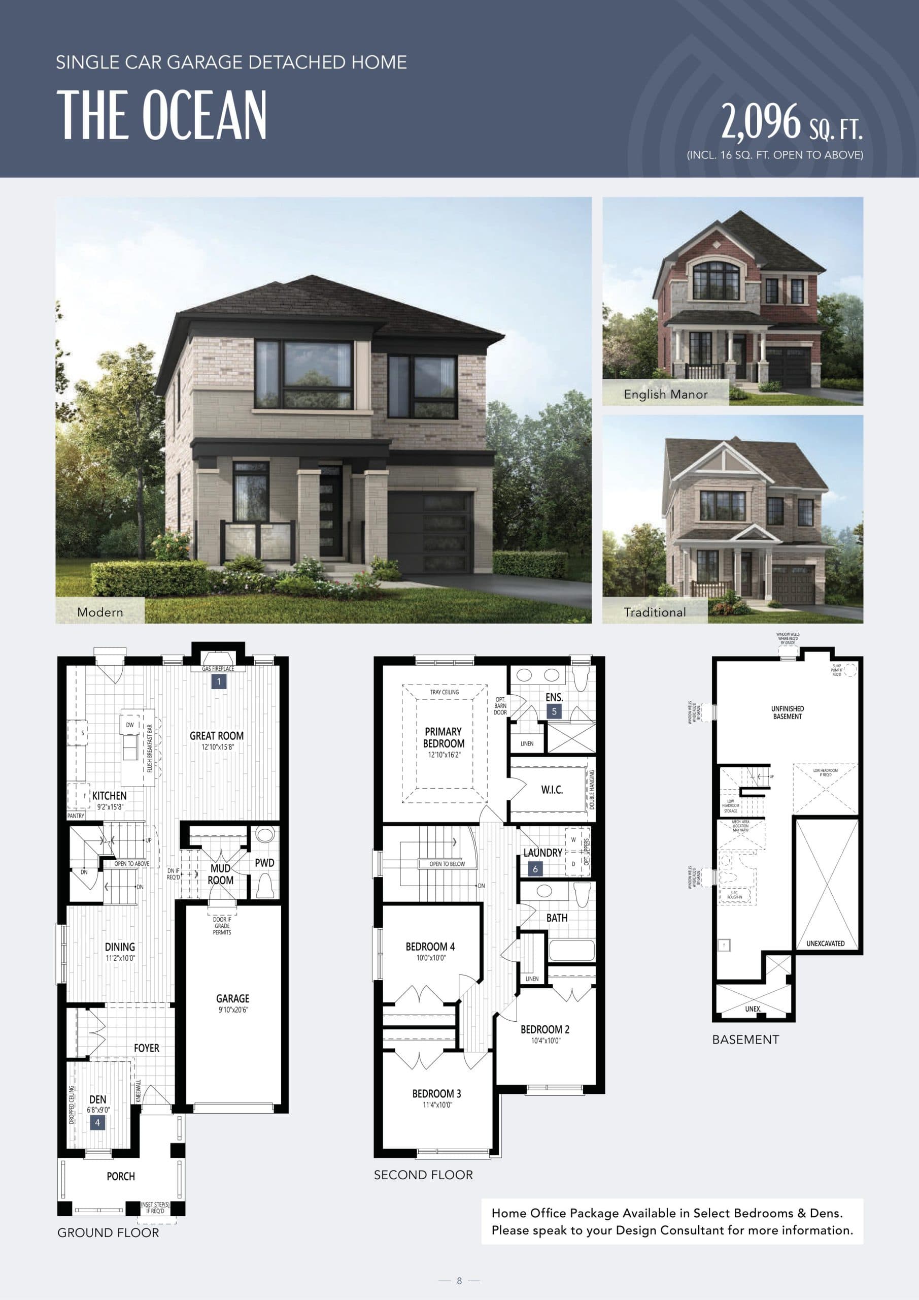 The Ocean Floor Plan at Springwater Phase 2 - 2096 sq.ft