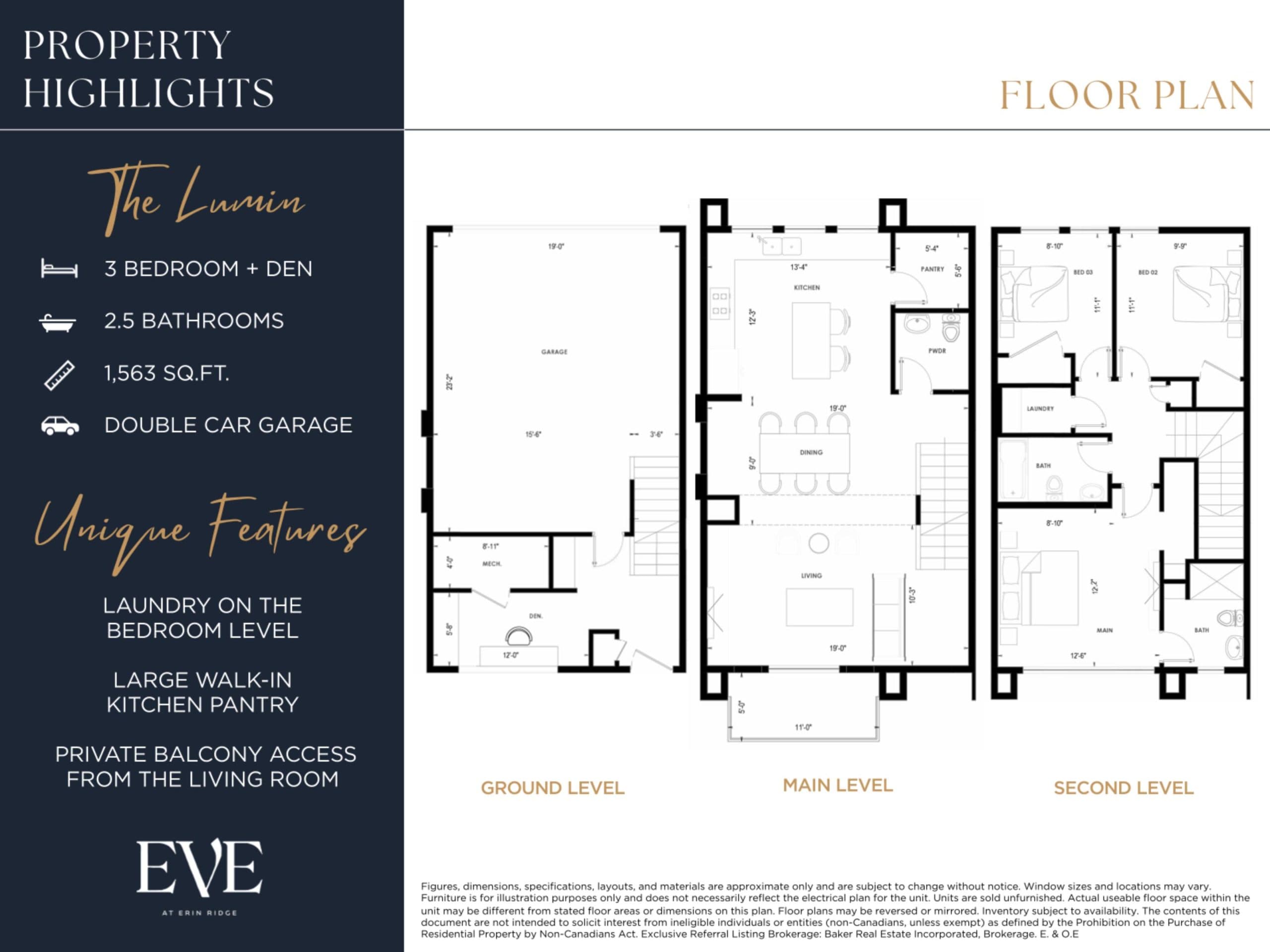 The Lumin Floor Plan at Eve at Erin Ridge Towns - 1563 sq.ft