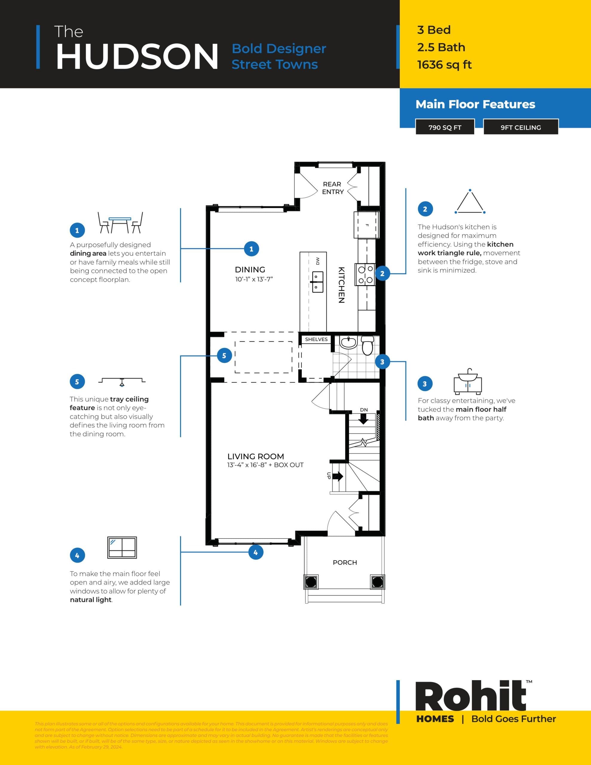 The Hudson Floor Plan at Cobblestone Creek by Rohit Homes - 1636 sq.ft