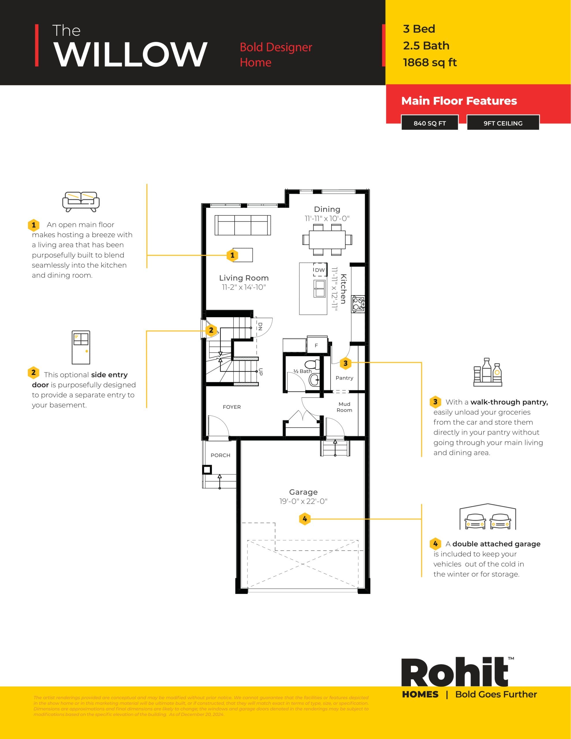 The Willow Floor Plan at Heartland by Rohit Homes - 1868 sq.ft