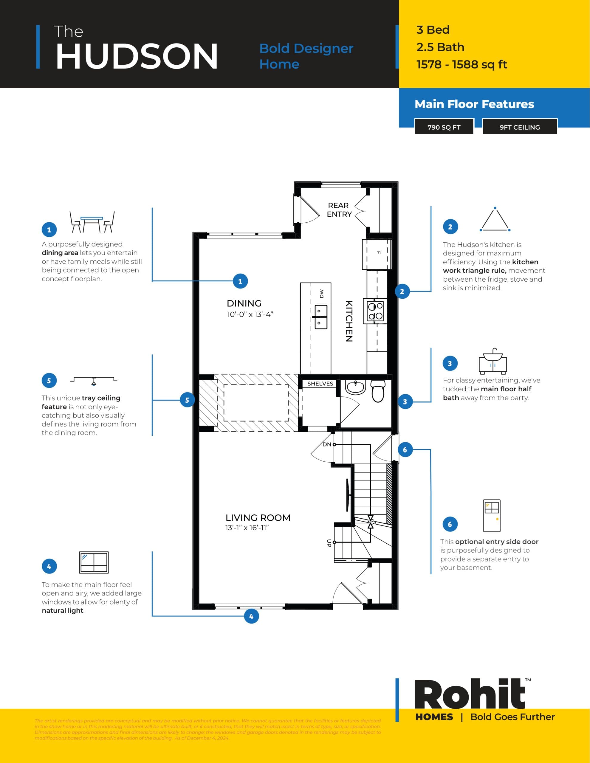 The Hudson Floor Plan at Heartwood by Rohit Homes - 1588 sq.ft
