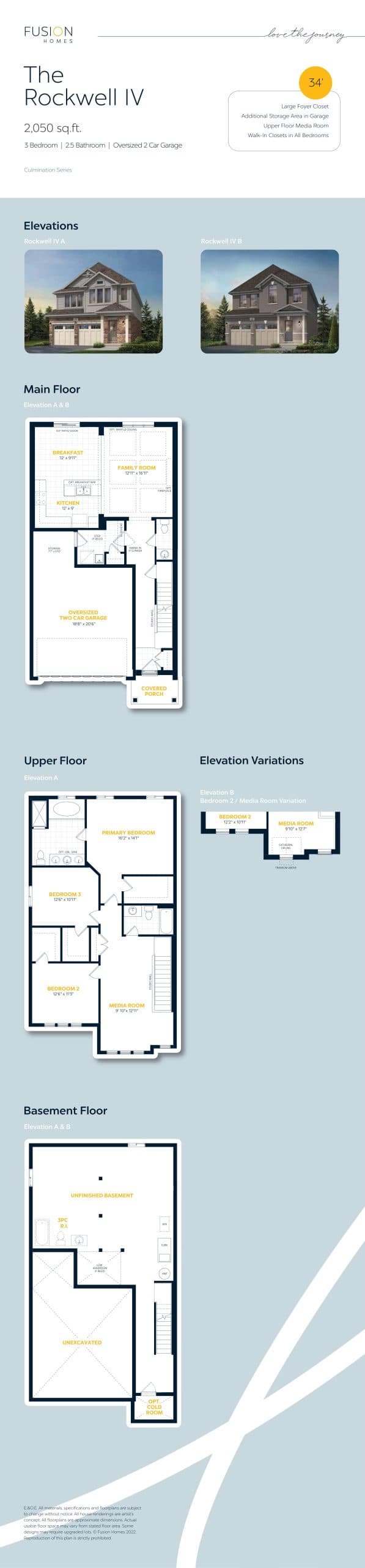 The Rockwell IV Floor Plan at Mari at Williamsburg Homes - 2050 sq.ft