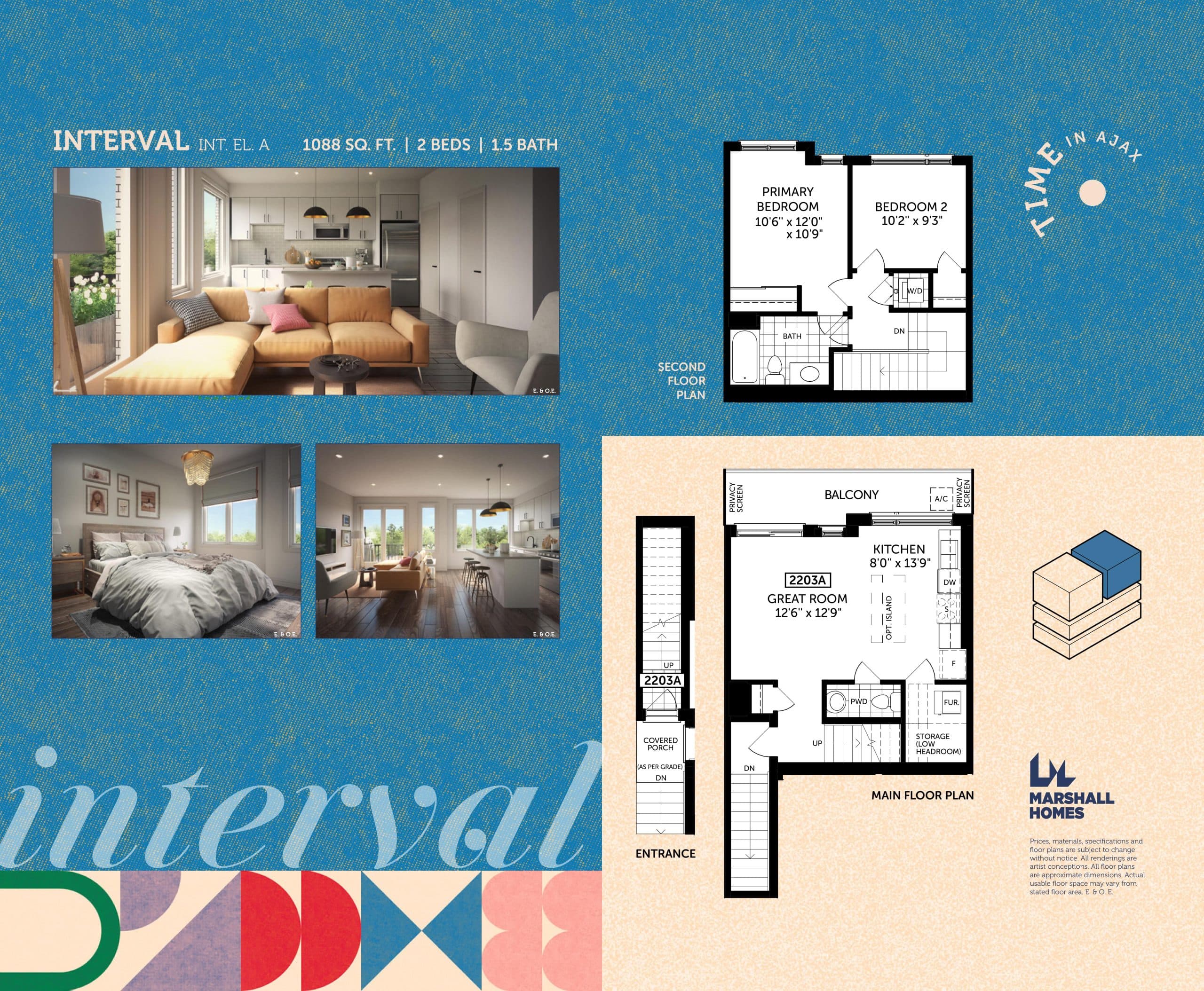Interval Floor Plan at Time in Ajax Towns - 1089 sq.ft