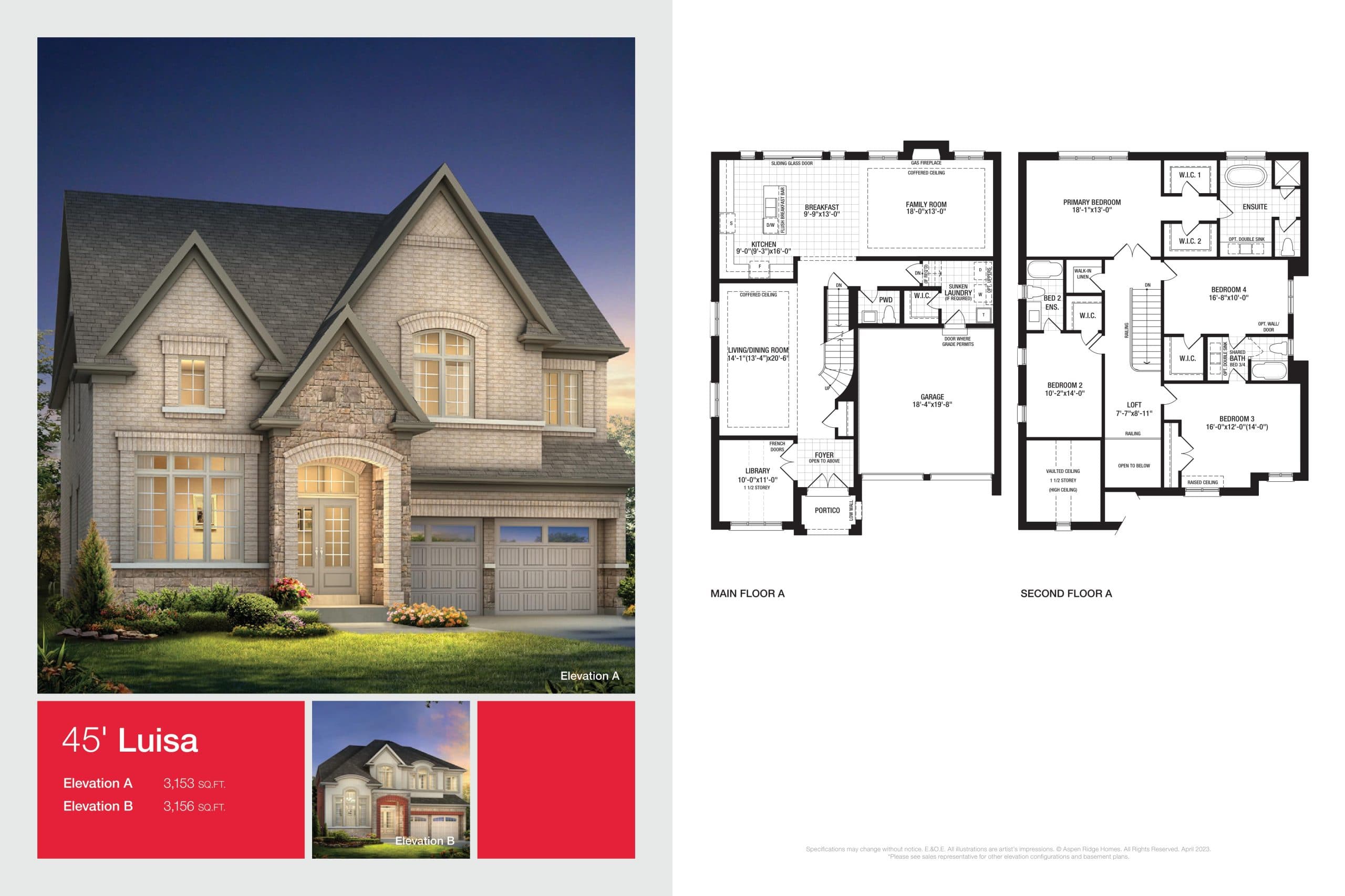 Luisa Floor Plan at Queensville Homes by Aspen Ridge - 3153 sq.ft