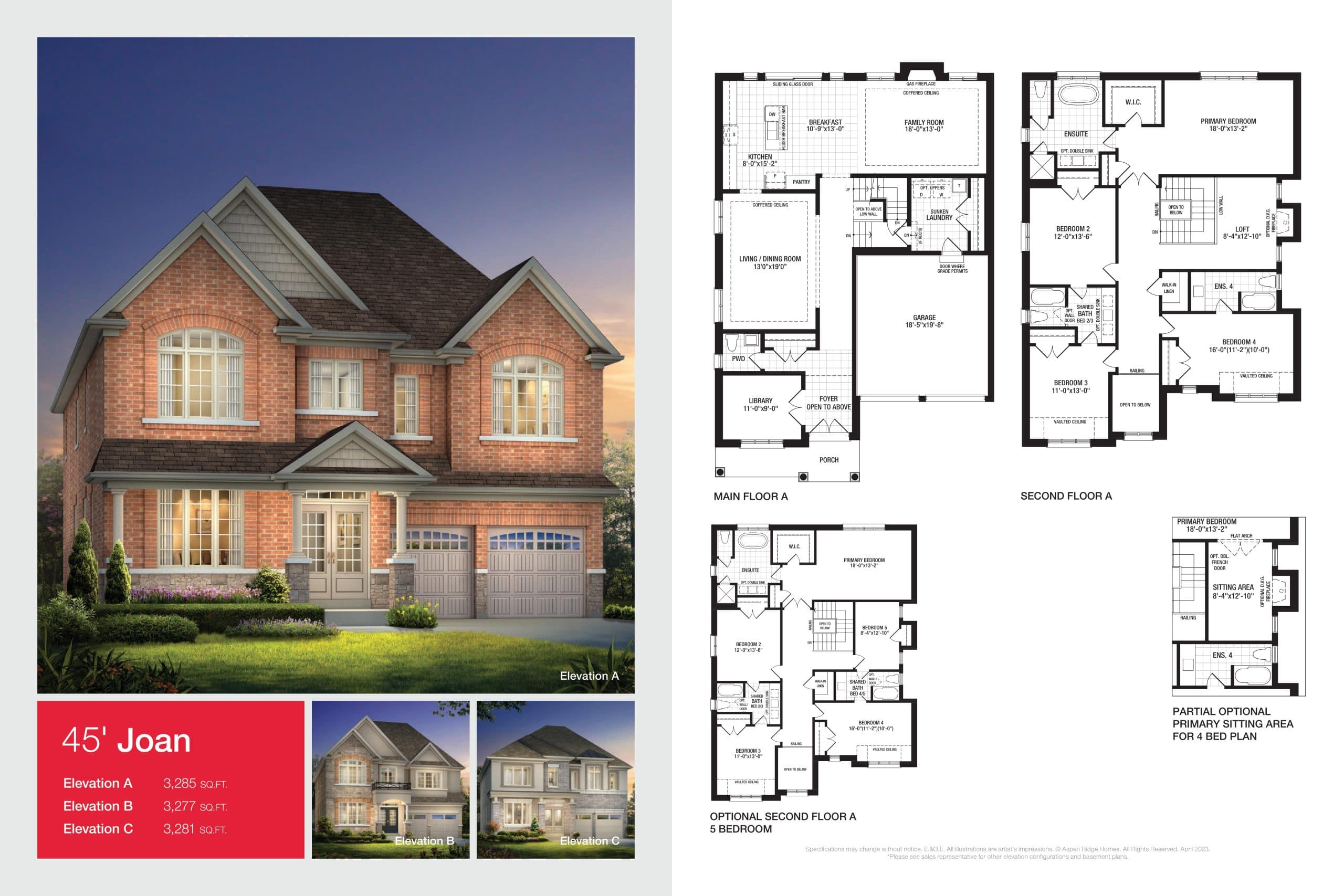 Joan Floor Plan at Queensville Homes by Aspen Ridge - 3277 sq.ft