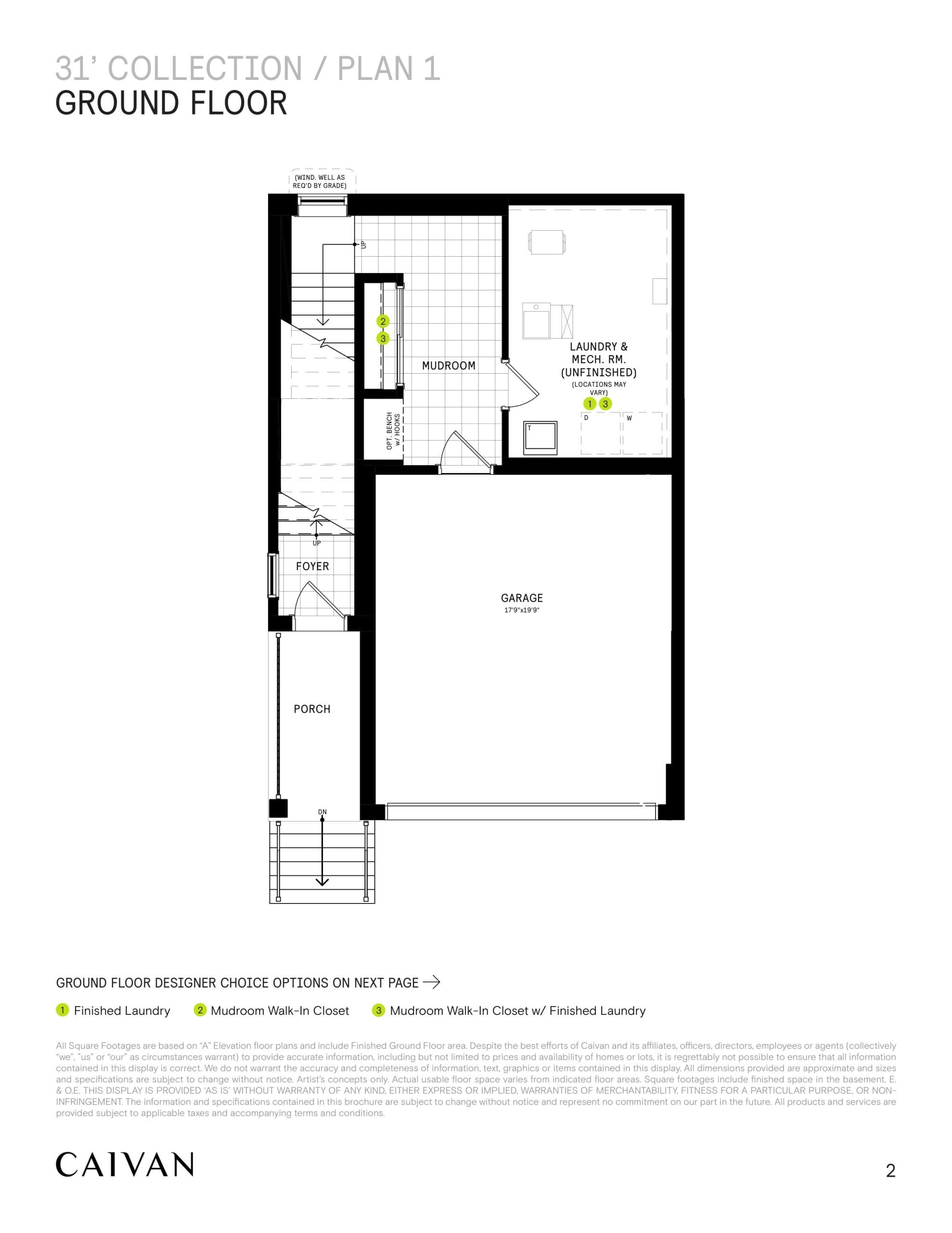 Plan 1 (31' Collection) Floor Plan at Rhythm Towns by Caivan Communities - 1872 sq.ft