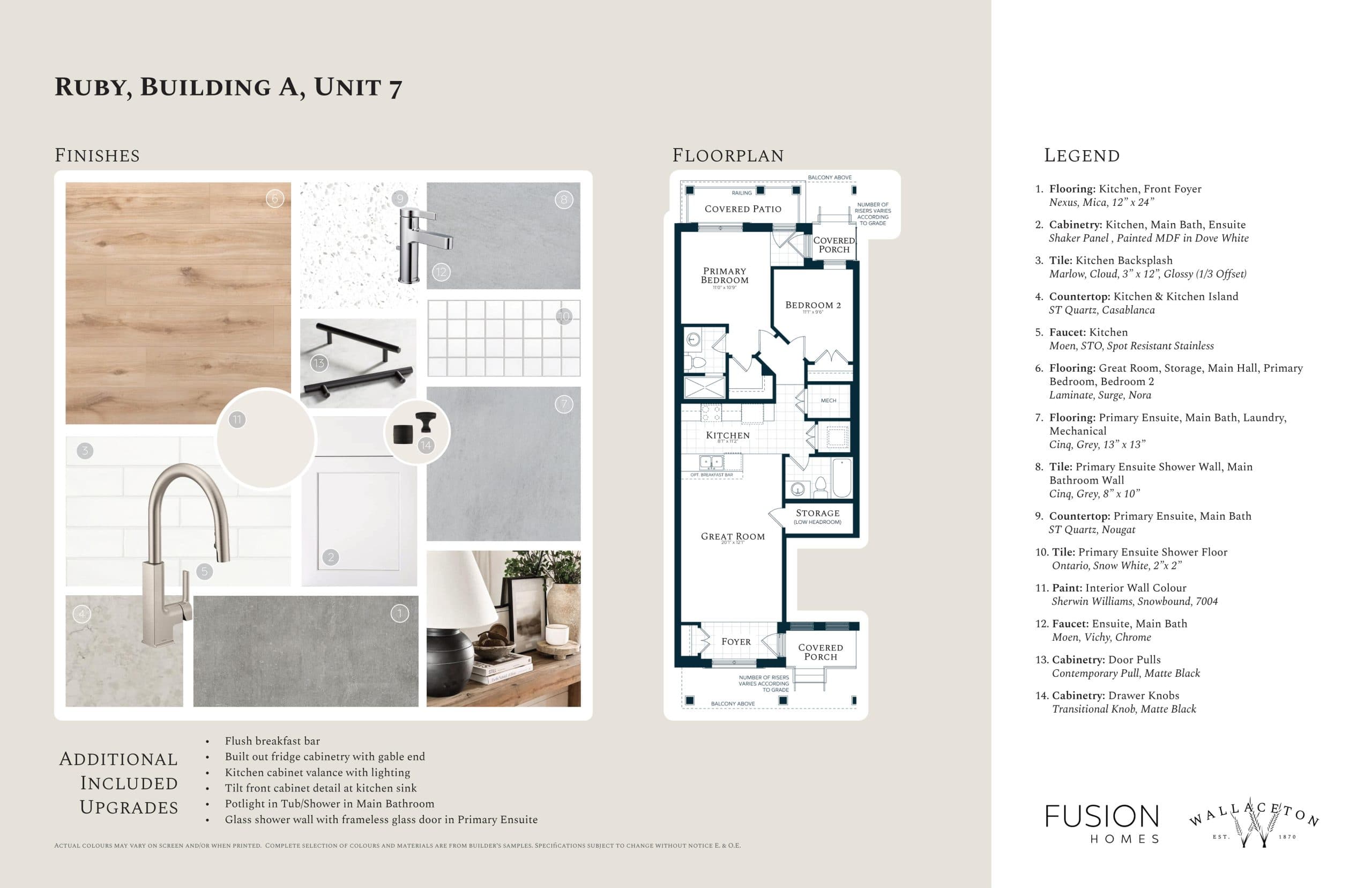The Ruby (Bldg. A, Unit 7) Floor Plan at Wallaceton by Fusion Homes - 975 sq.ft