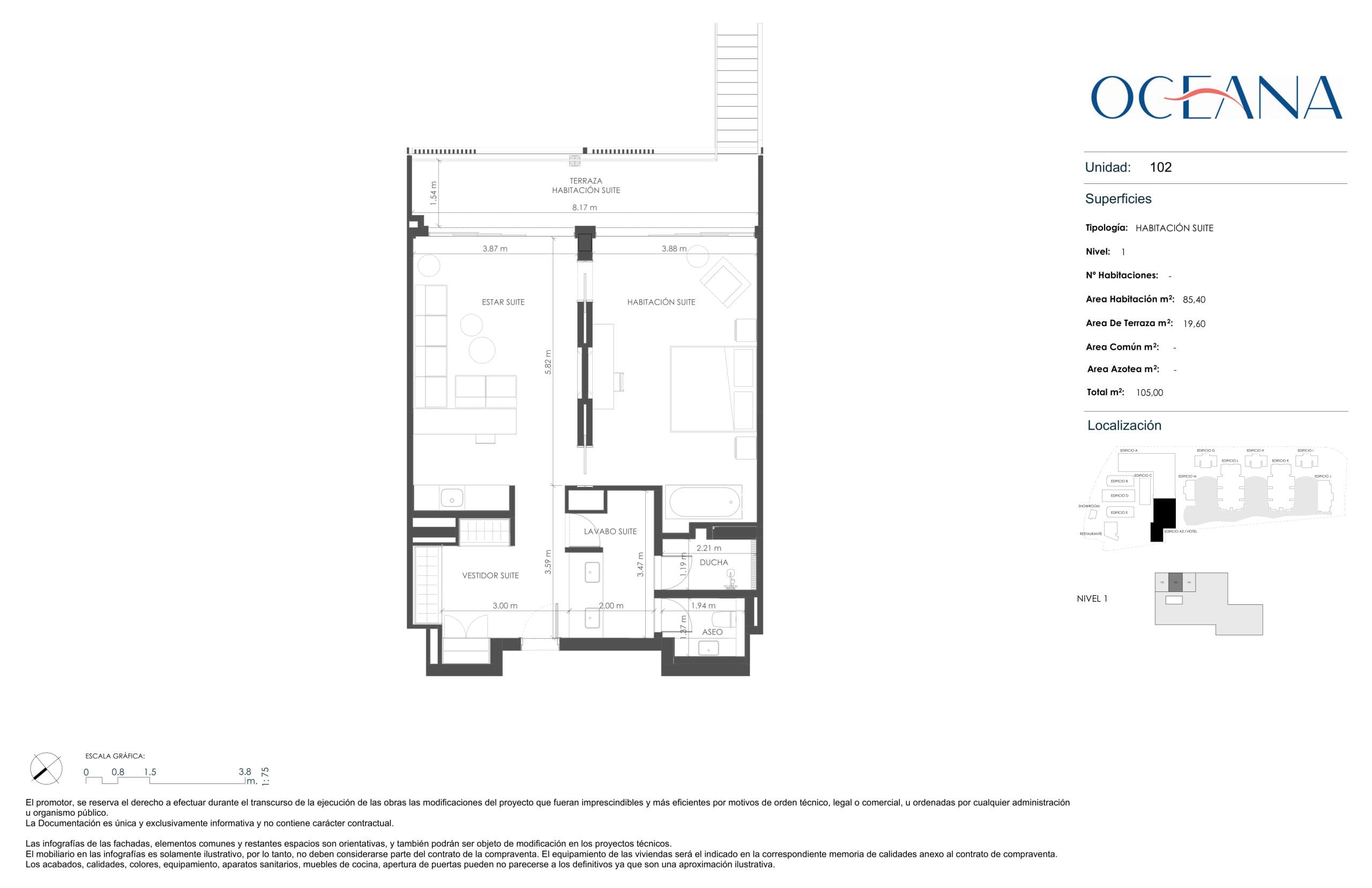 102 Floor Plan at Oceana Hotel - 919 sq.ft