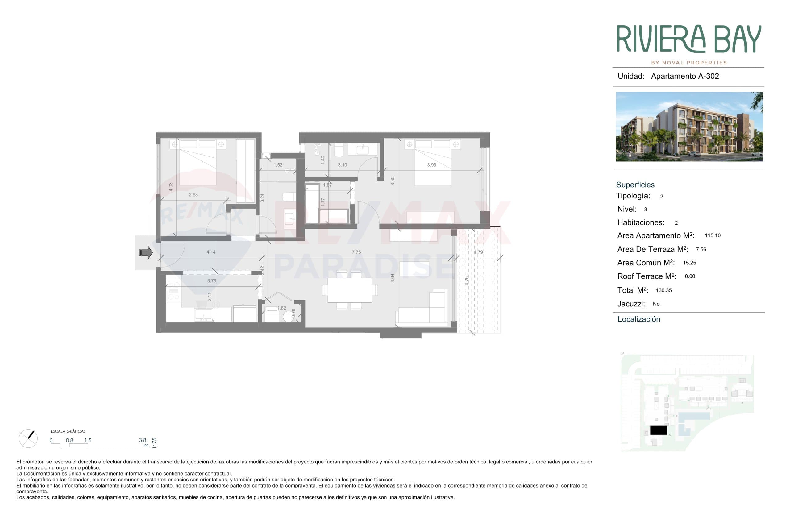 A-302 Floor Plan at Riviera Bay Condos - 1239 sq.ft