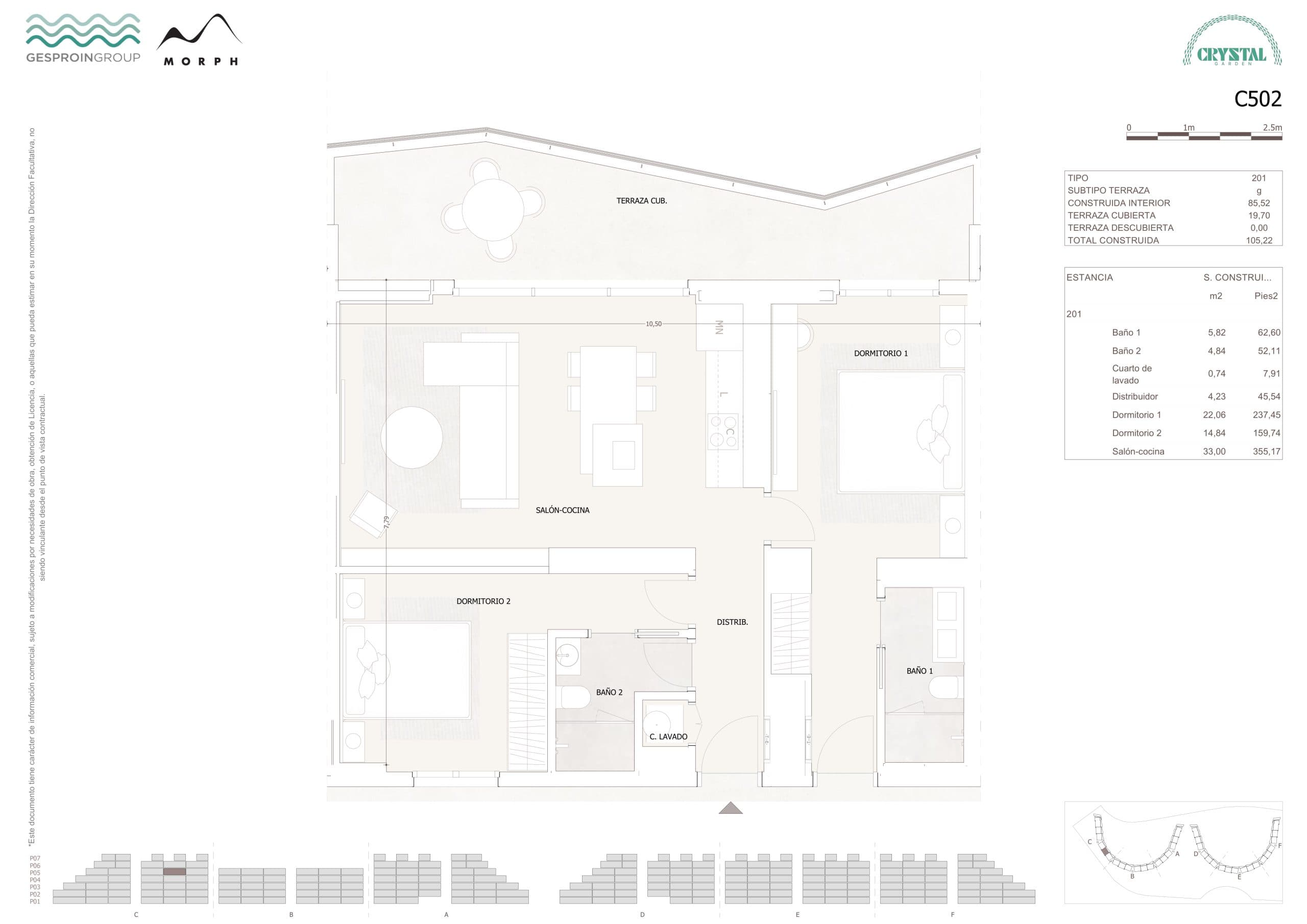 C502 Floor Plan at Crystal Garden - 921 sq.ft