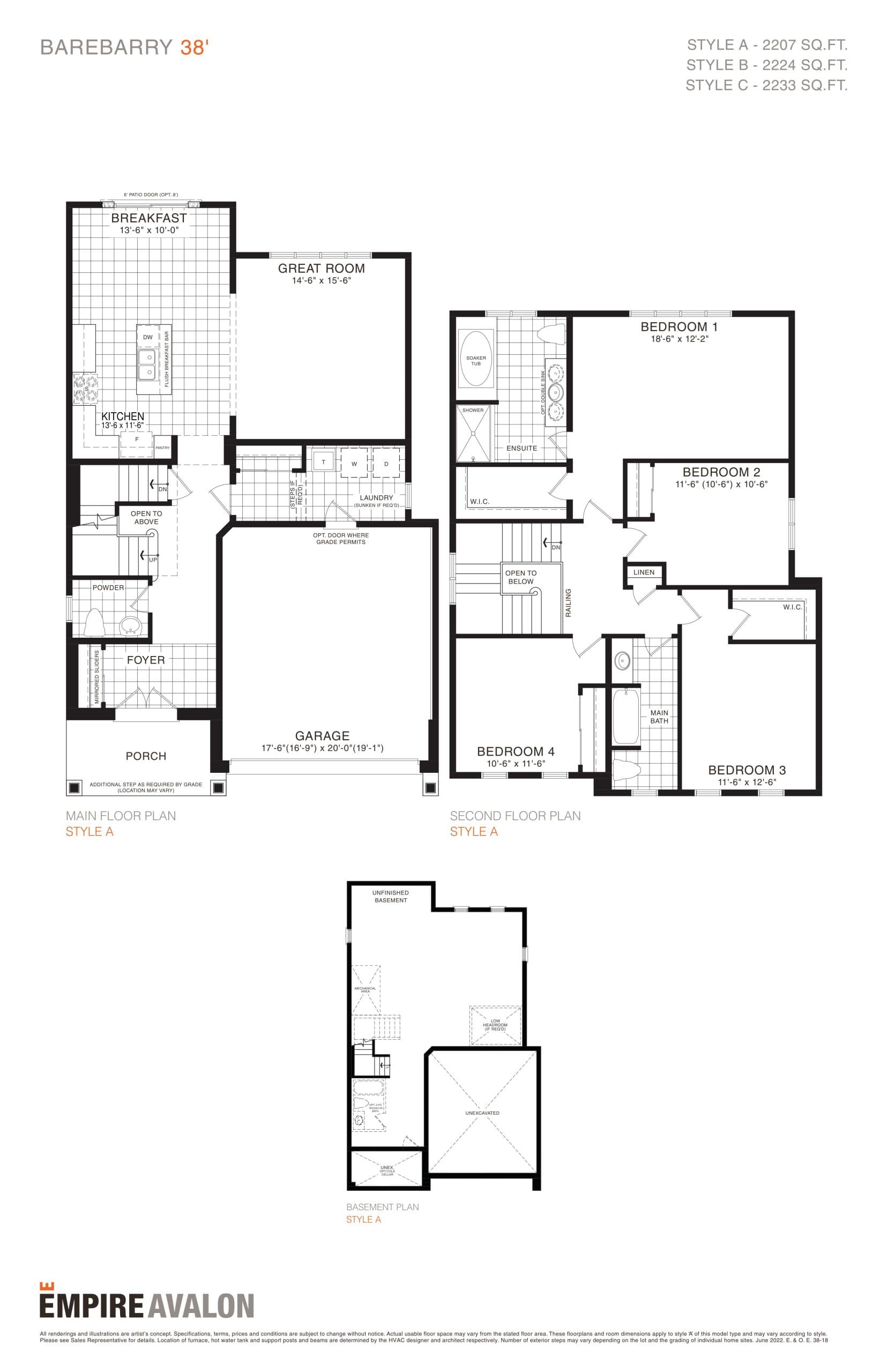Barebarry 38' Floor Plan at Empire Avalon Phase 4 - 2207 sq.ft