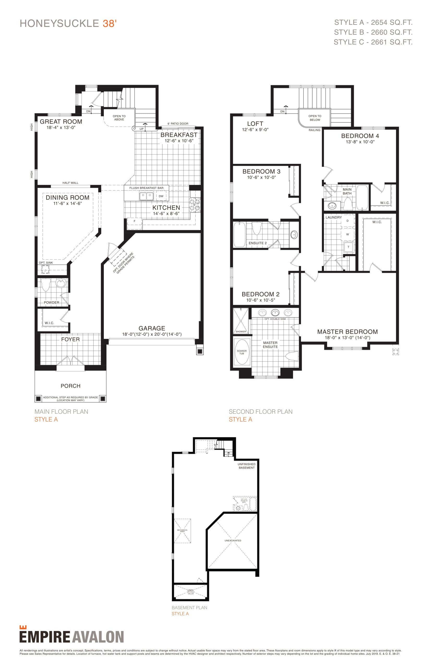 Honeysuckle 38' Floor Plan at Empire Avalon Phase 4 - 2654 sq.ft