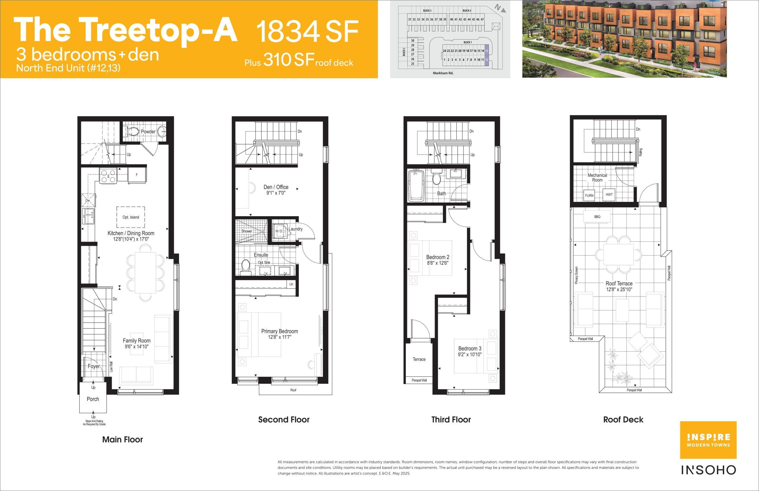 The Treetop-A North End Unit Floor Plan at Love It Series at Inspire Towns - 1834 sq.ft