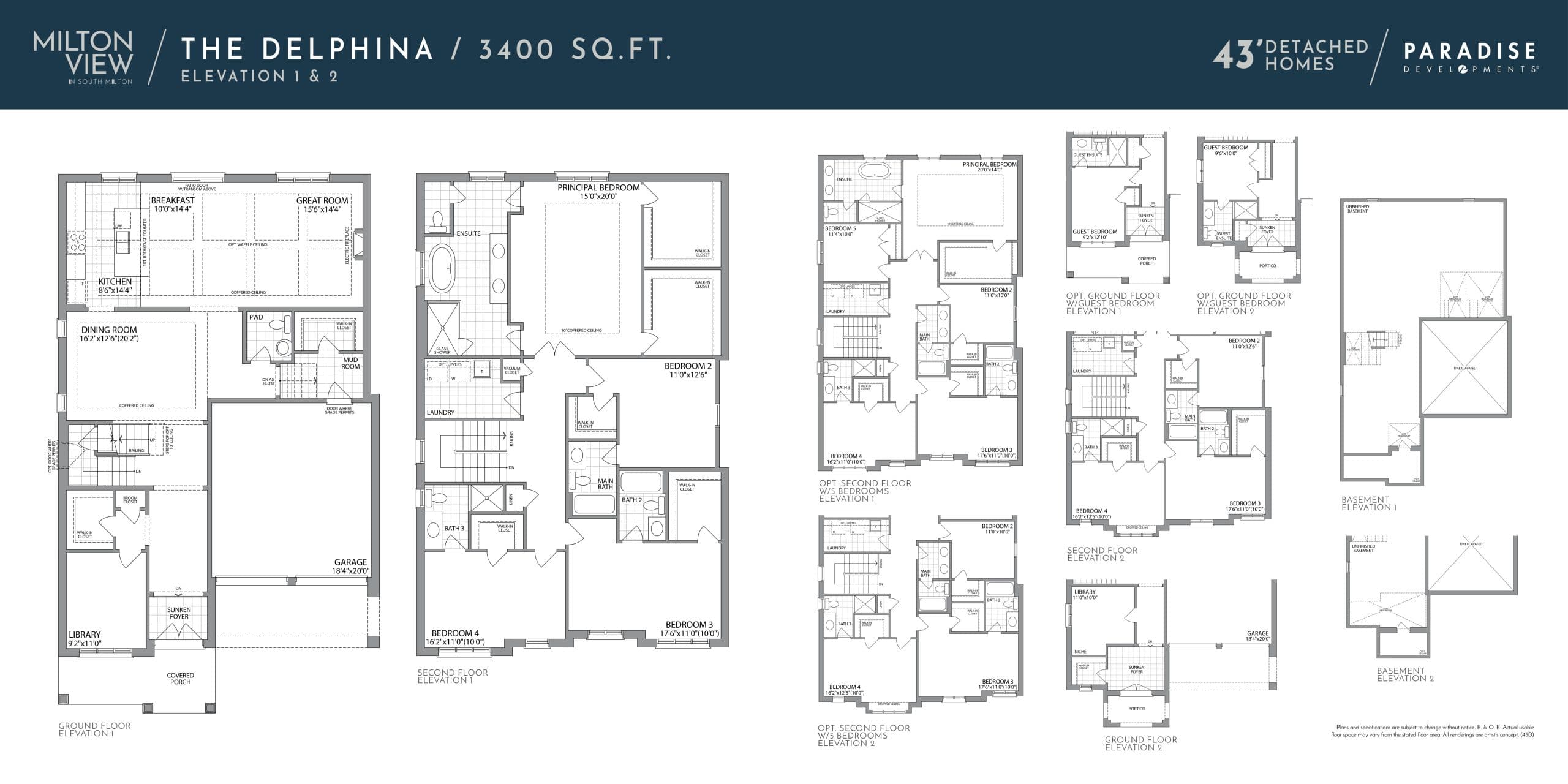 The Delphina Floor Plan at Milton View by Paradise Developments - 3400 sq.ft
