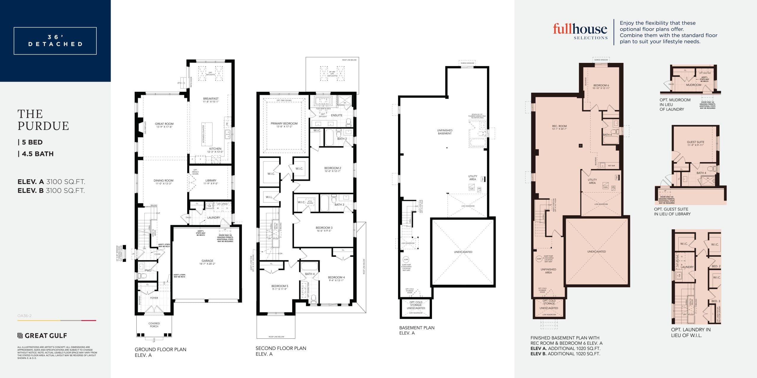 The Purdue Floor Plan at Oakpointe in Upper Joshua Creek Phase 2 by Great Gulf - 3100 sq.ft
