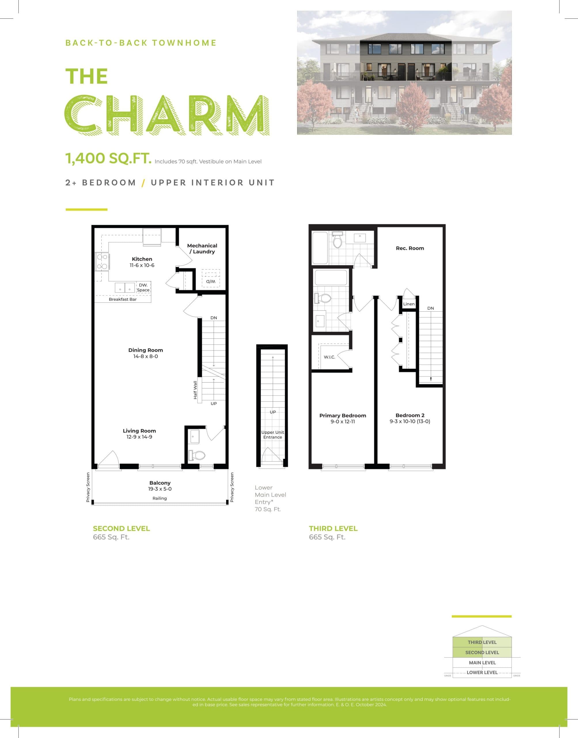 The Charm Floor Plan at Thrive Towns - 1400 sq.ft
