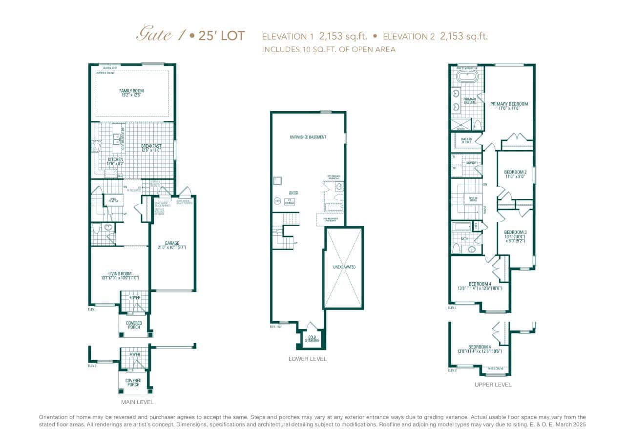 Gate 1 Floor Plan at Triple Crown Estates by Greenpark Group - 2153 sq.ft