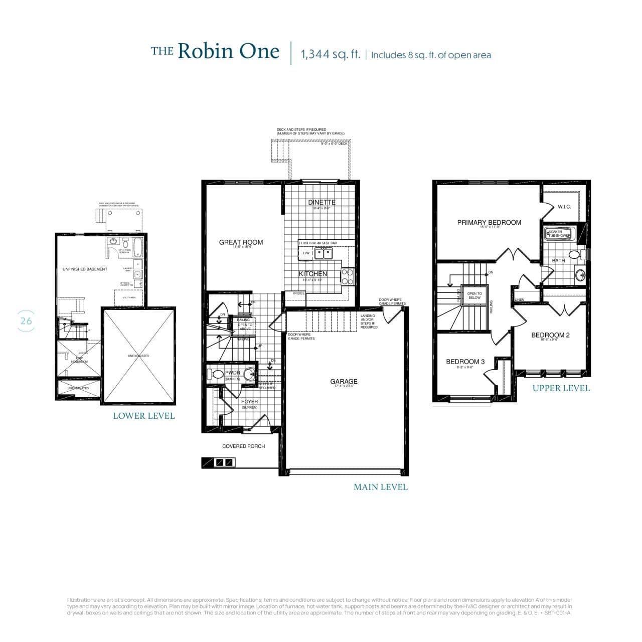 The Robin One Floor Plan at Serenity Bay Homes - 1344 sq.ft