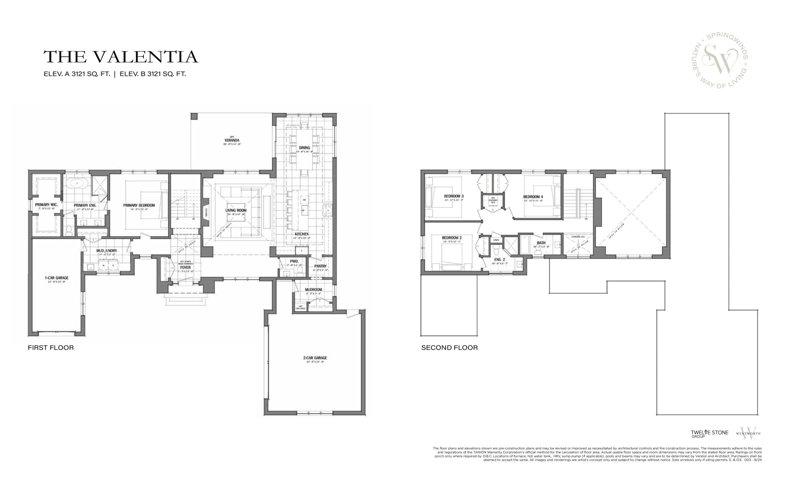 The Valentia Floor Plan at Springwinds Homes - 3121 sq.ft