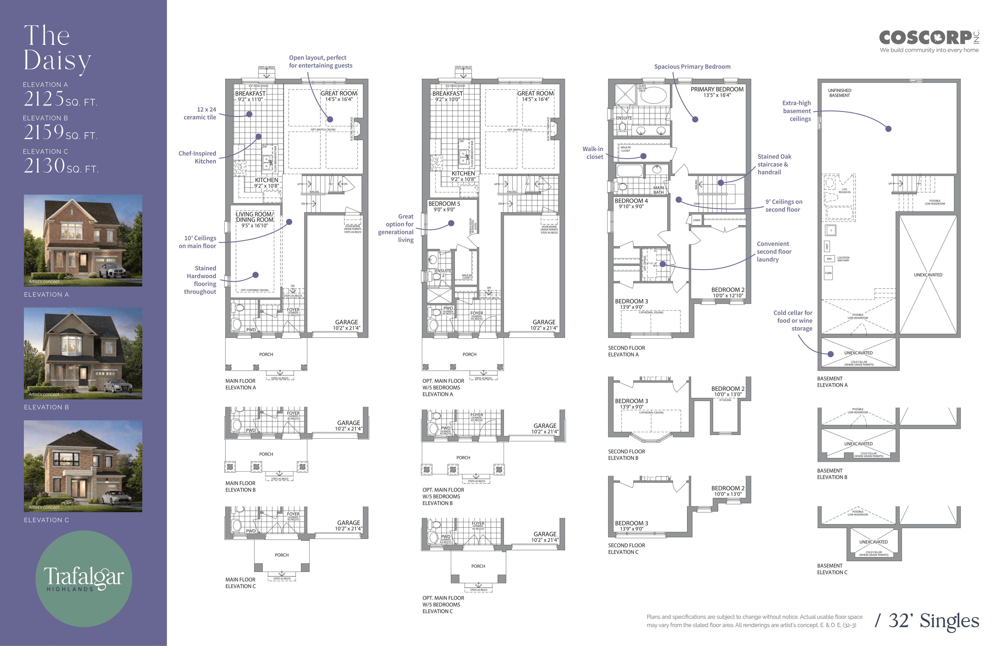 The Daisy Floor Plan at Trafalgar Highlands by Coscorp - 2125 sq.ft