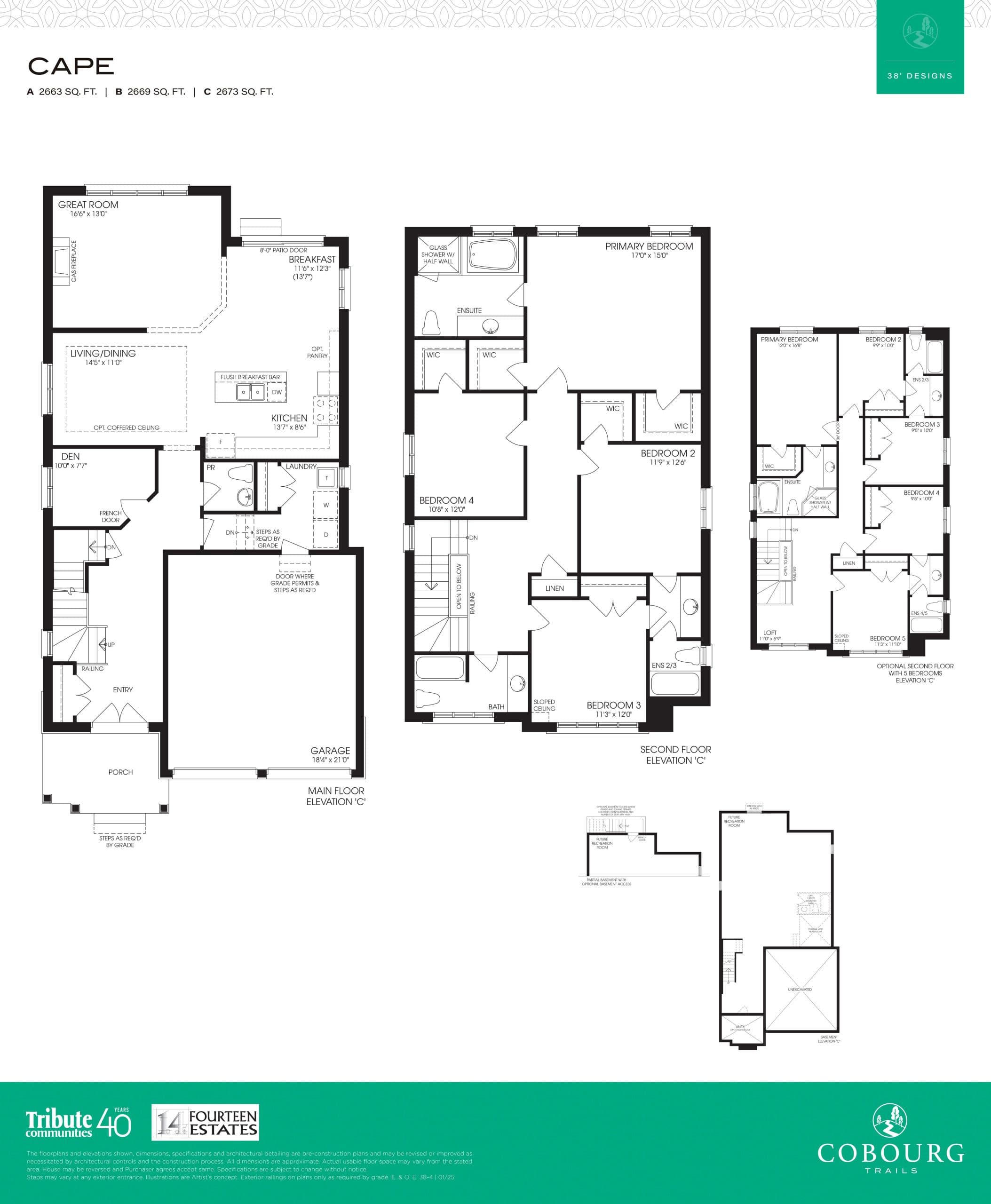 Cape Floor Plan at Cobourg Trails Phase 2 - 2663 sq.ft