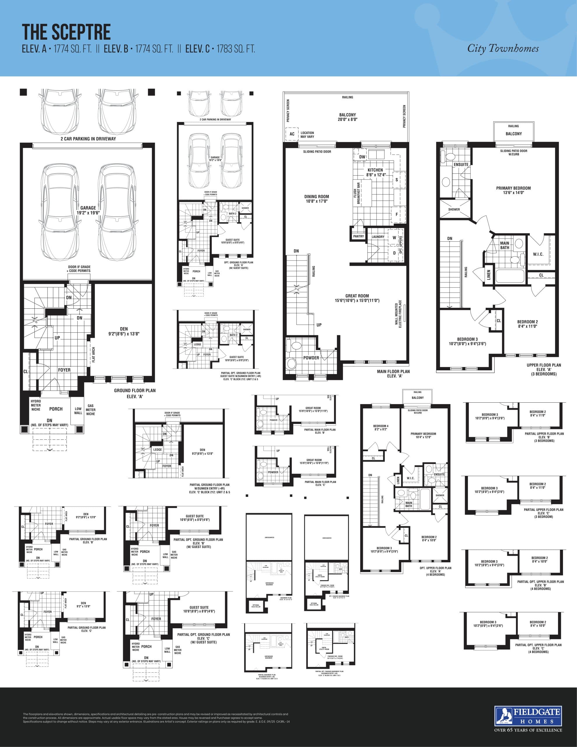 The Sceptre Floor Plan at Crown of Caledon by Fieldgate Homes - 1774 sq.ft